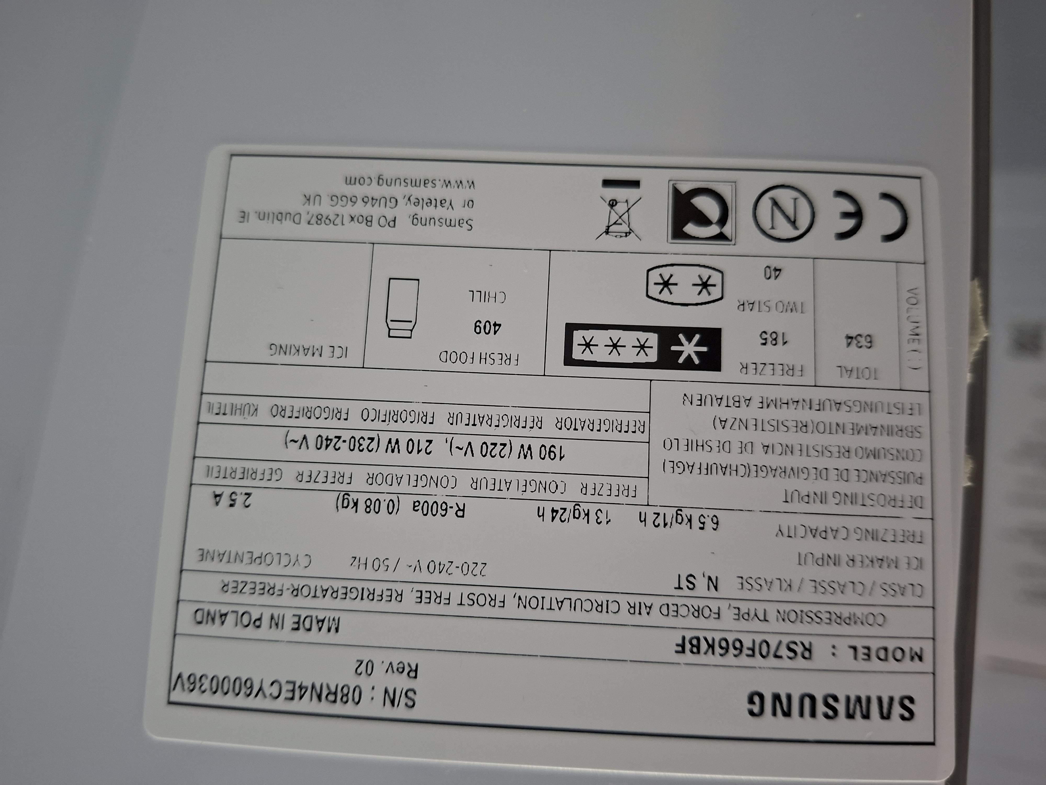 Frižider Samsung RS70F66KBF, Side by Side