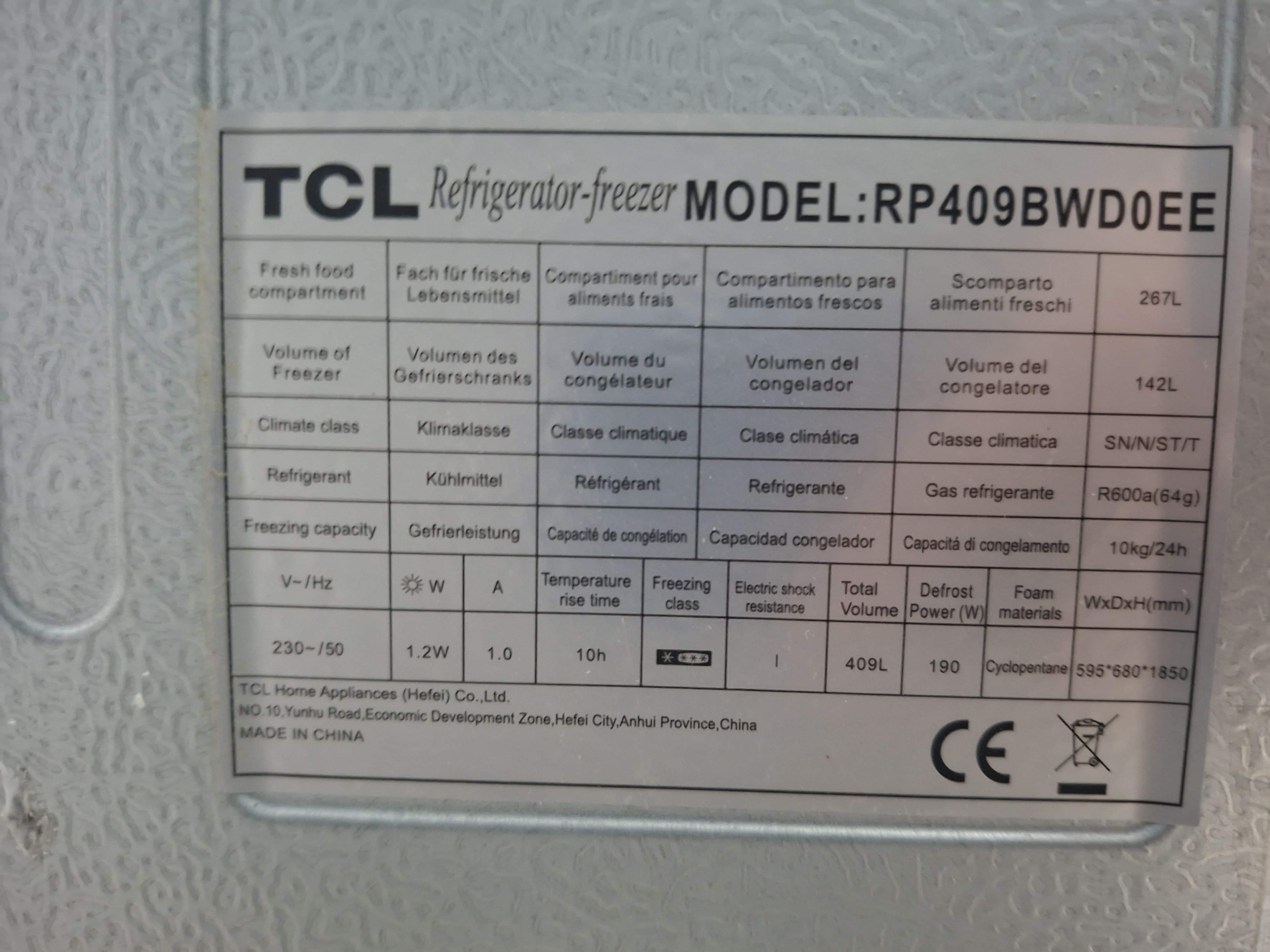 Frižider TCL RP409BVD0EE , 185 cm