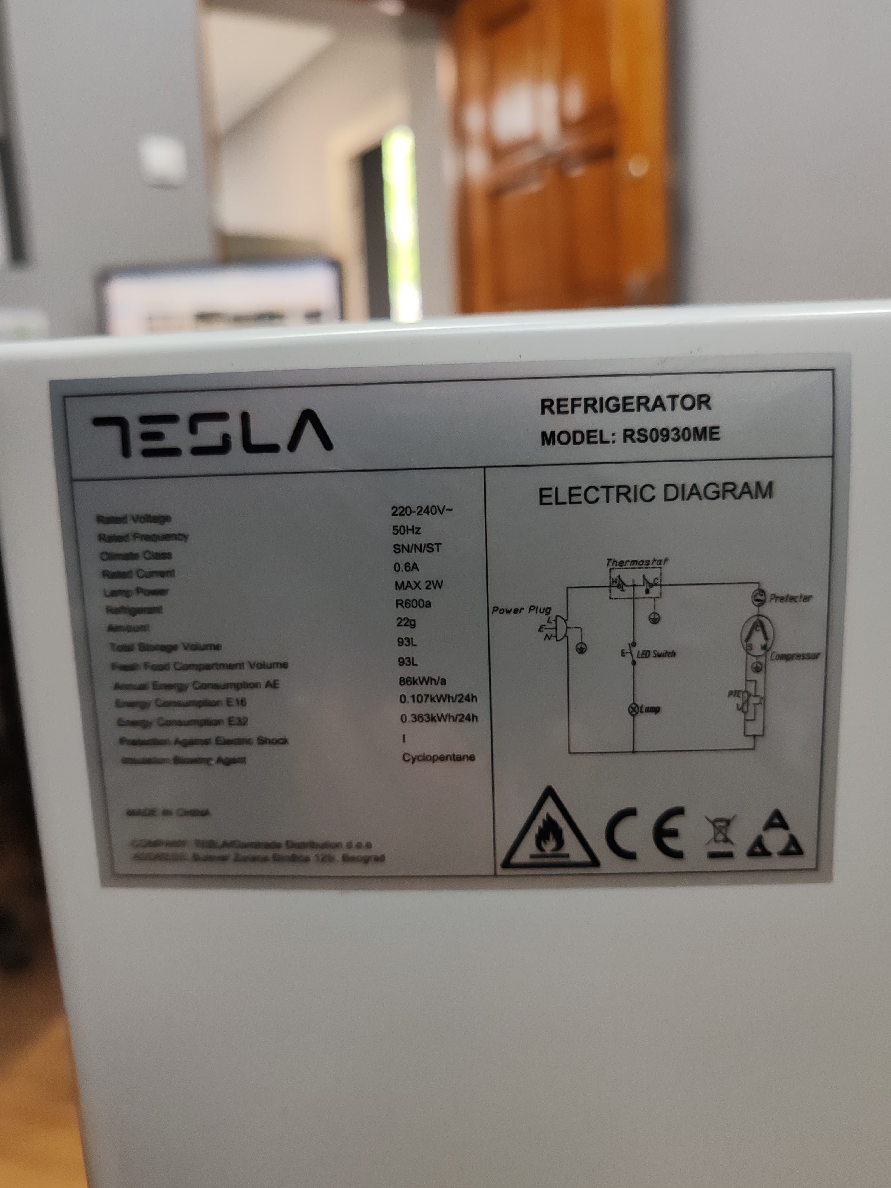 Frižider Tesla RS0930ME, 86cm