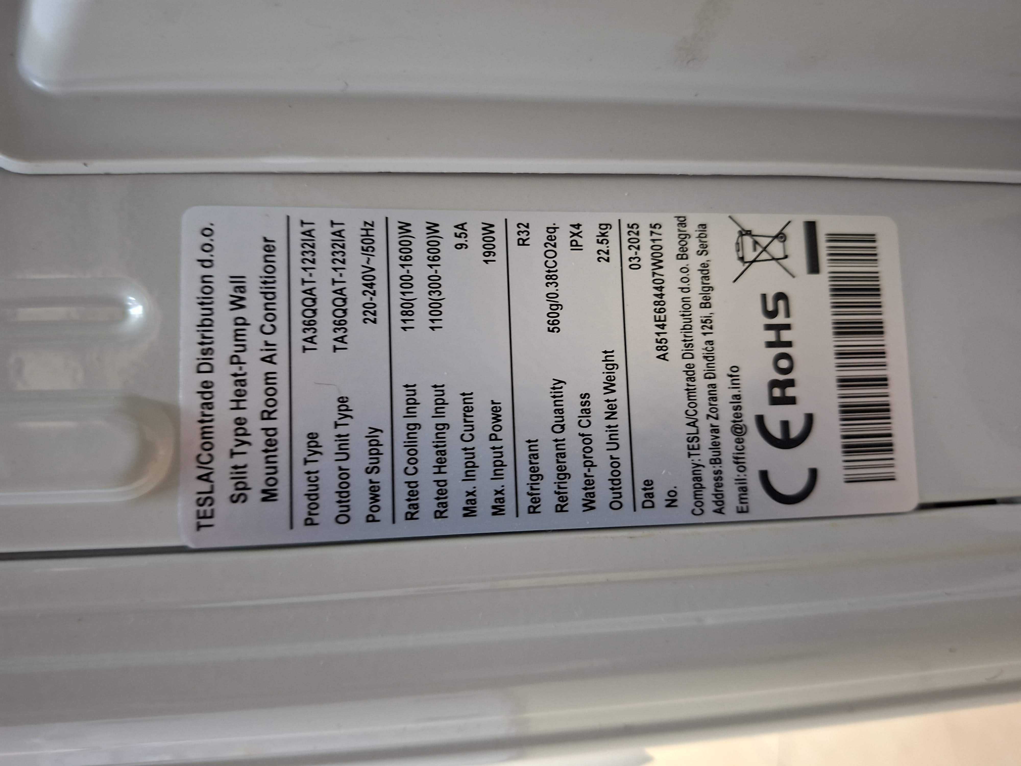 Klima Uredjaj Tesla TA36QQAT-1232IAT , 12000 BTU