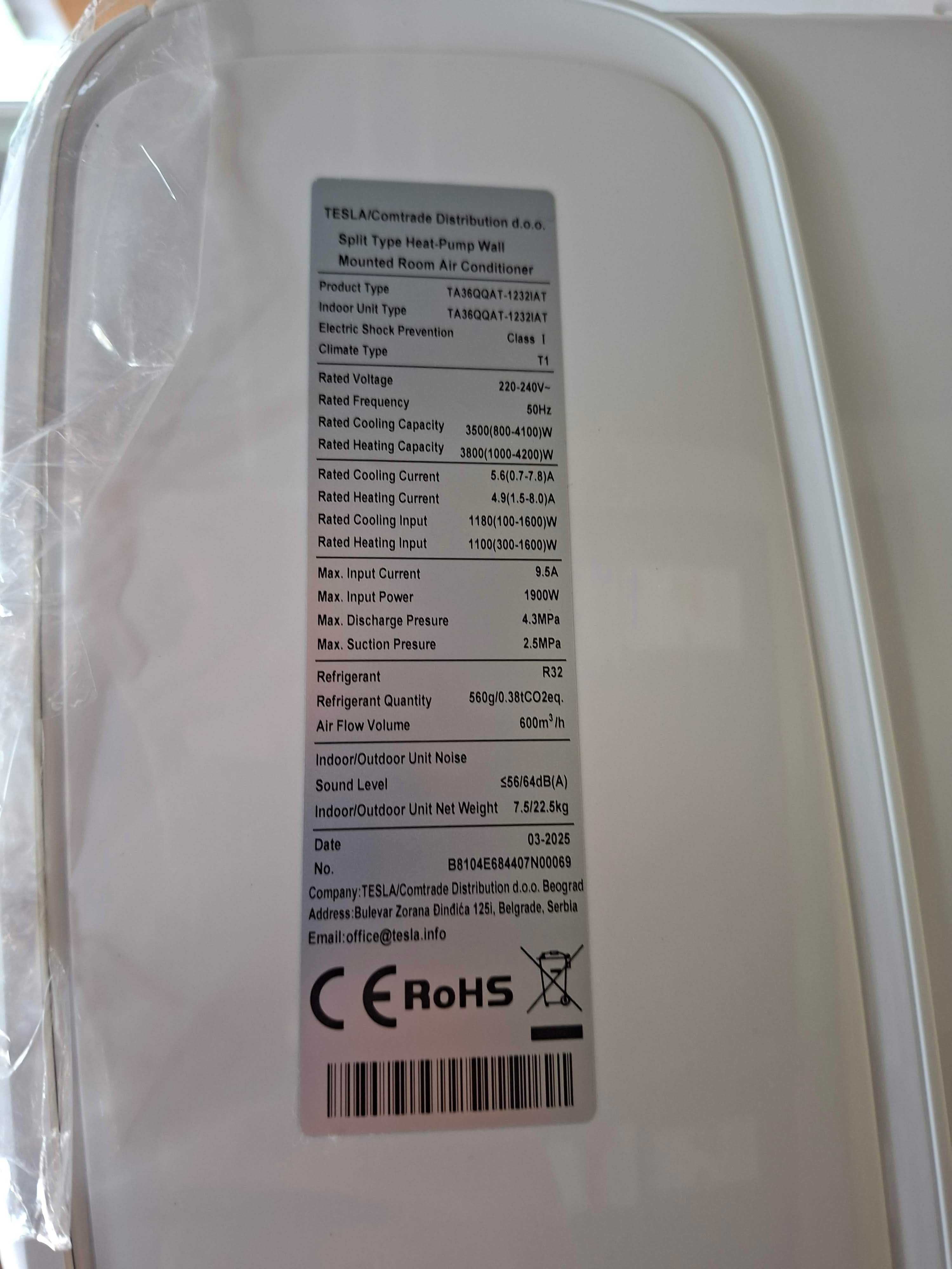 Klima Uredjaj Tesla TA36QQAT-1232IAT , 12000 BTU