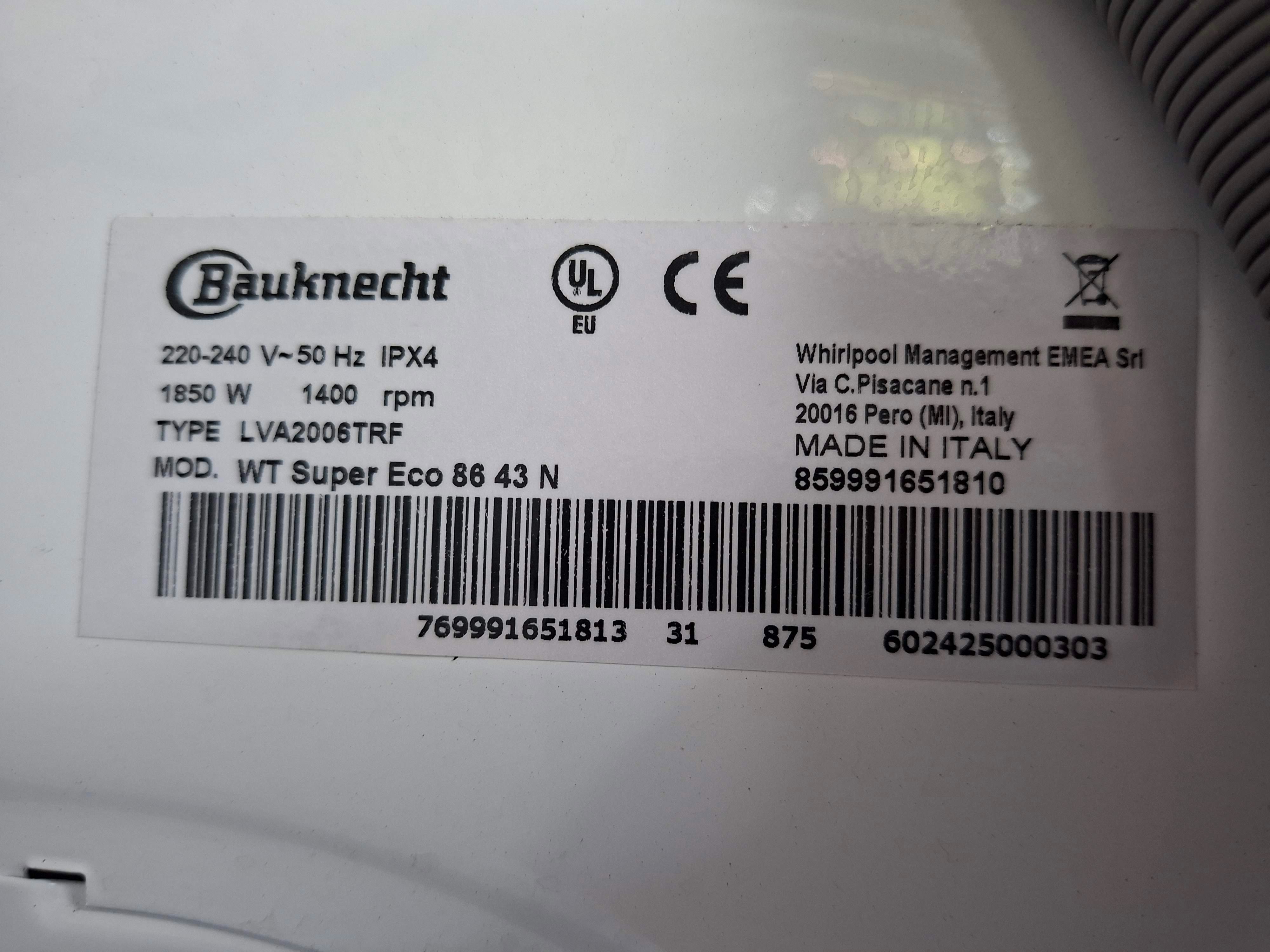 Mašina za pranje i sušenje Bauknecht WT Super Eco 86 43 N , 8+6 kg.