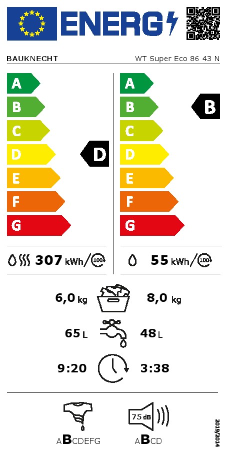 Mašina za pranje i sušenje Bauknecht WT Super Eco 86 43 N , 8+6 kg.