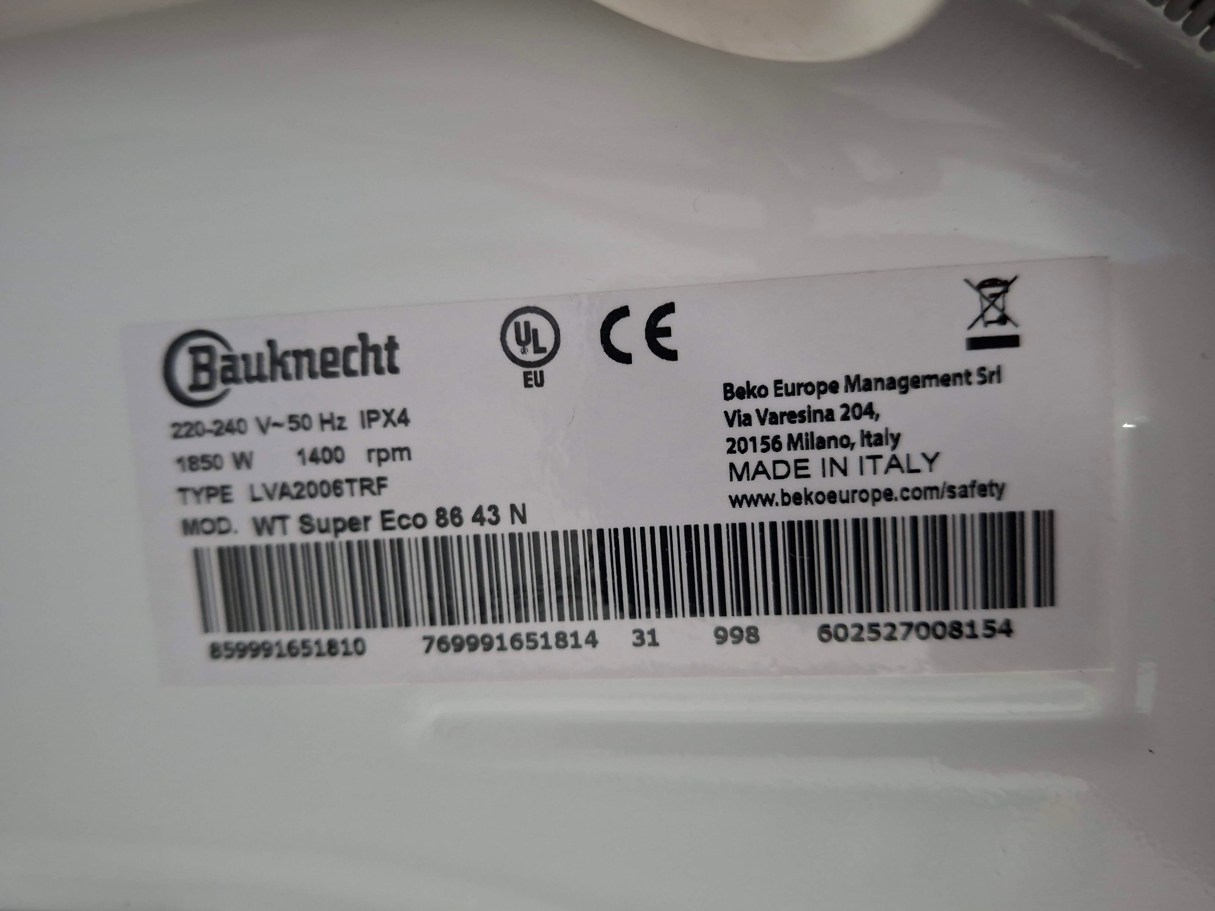 Mašina za pranje i sušenje Bauknecht WT Super Eco 86 43 N , 8+6 kg.