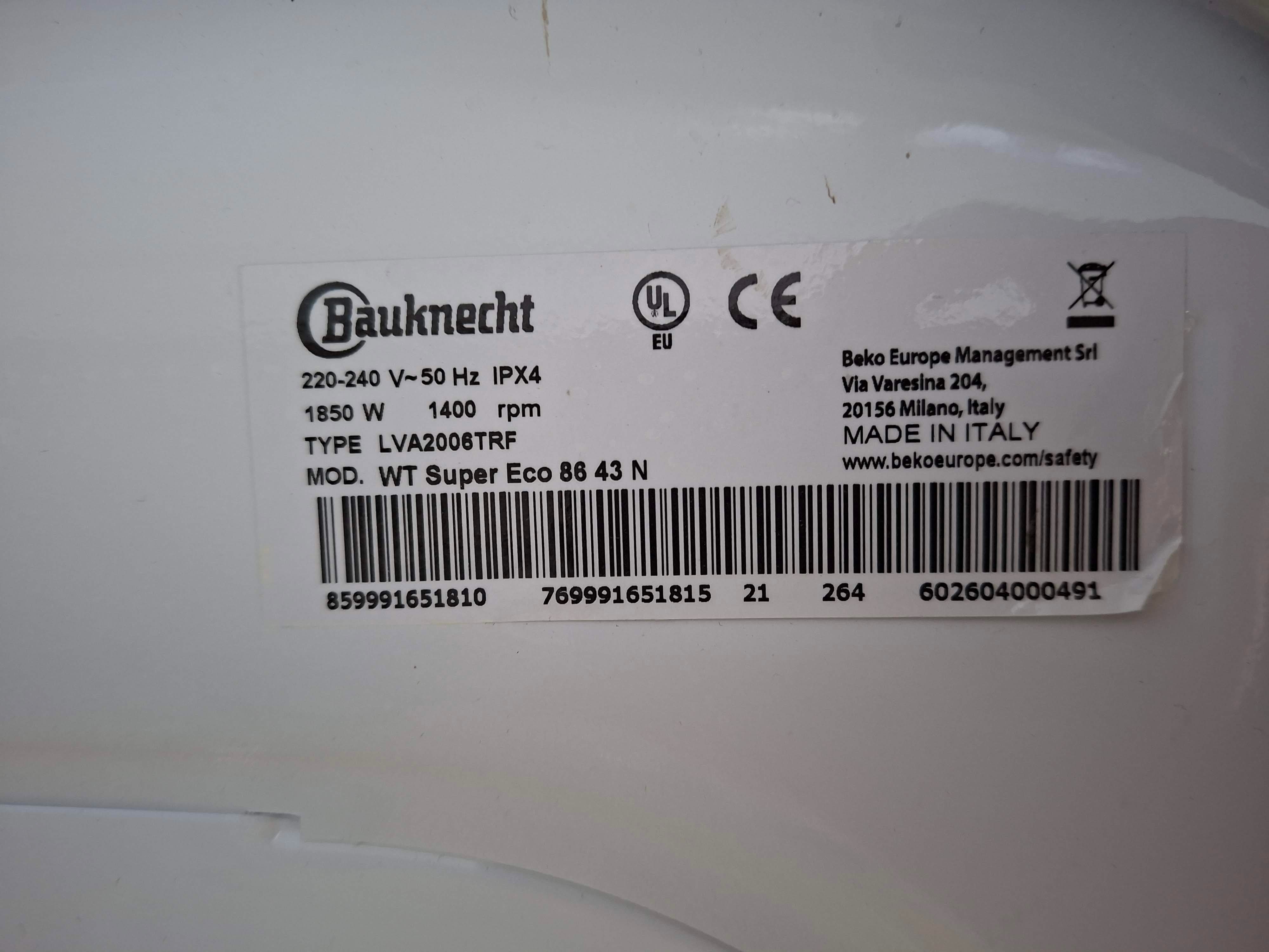 Mašina za pranje i sušenje Bauknecht WT Super Eco 86 43 N , 8+6 kg.