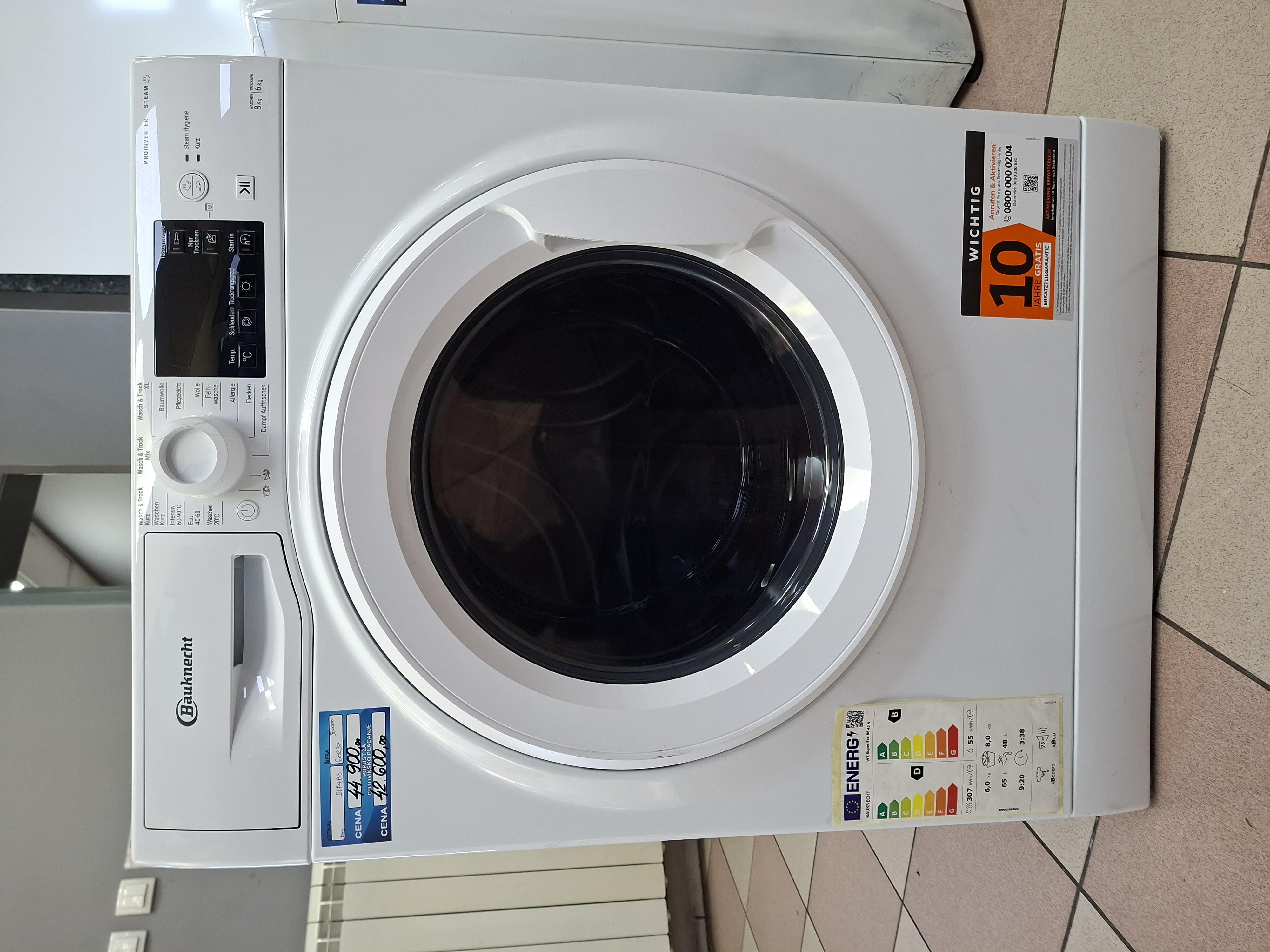 Mašina za pranje i sušenje Bauknecht WT Super Eco 86 43 N , 8+6 kg.