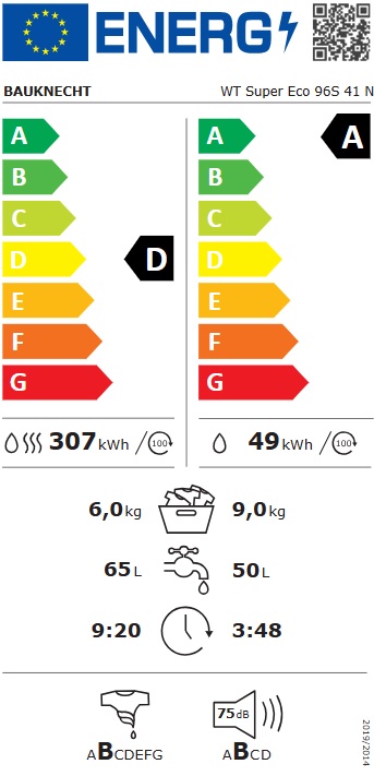Mašina za pranje i sušenje Bauknecht WT Super Eco 96S 41 N, 9+6 kg