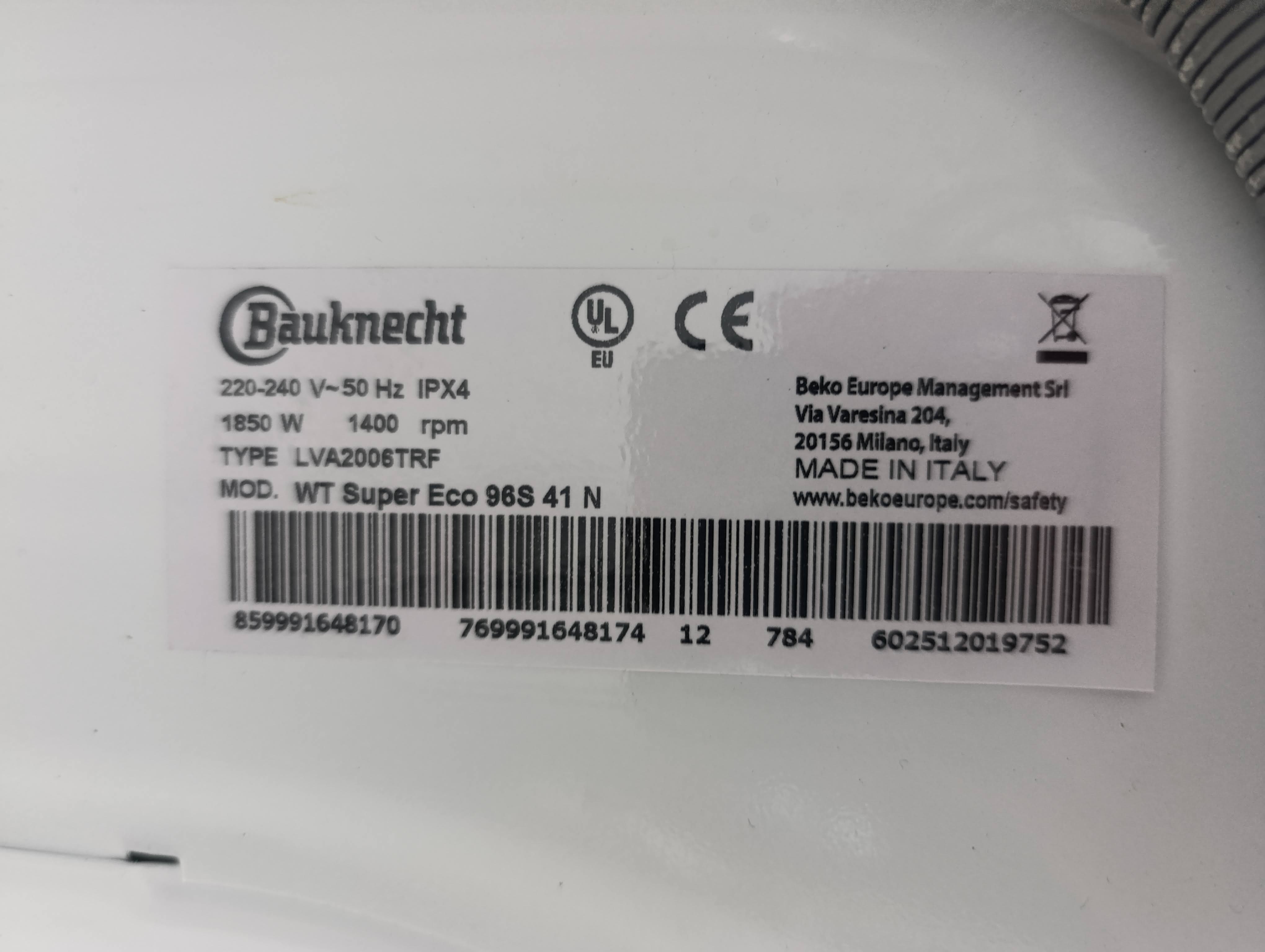 Mašina za pranje i sušenje Bauknecht WT Super Eco 96S 41 N, 9+6 kg