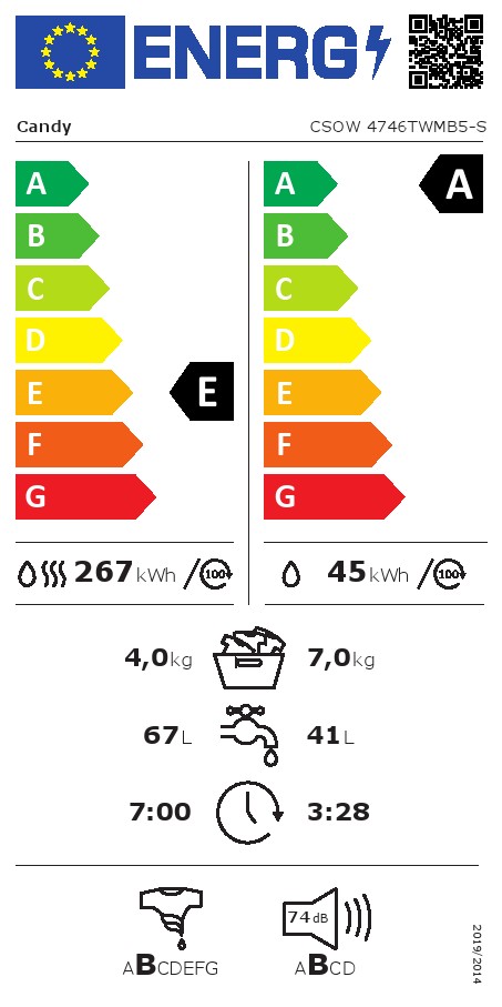 Mašina za pranje i sušenje Candy CSOW 4746TWMB5-S
