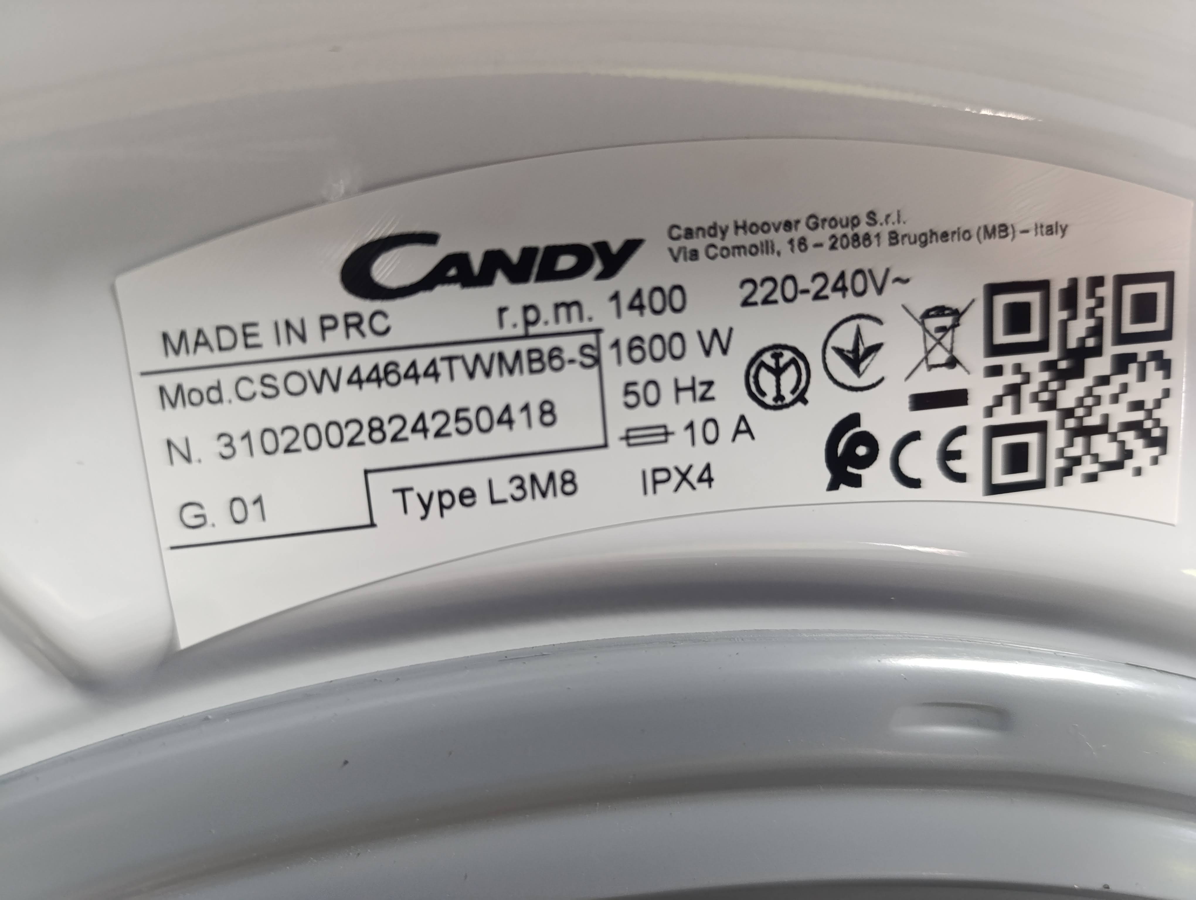 Mašina za pranje i sušenje Candy CSOW44644TWMB6-S, 6+4 kg.
