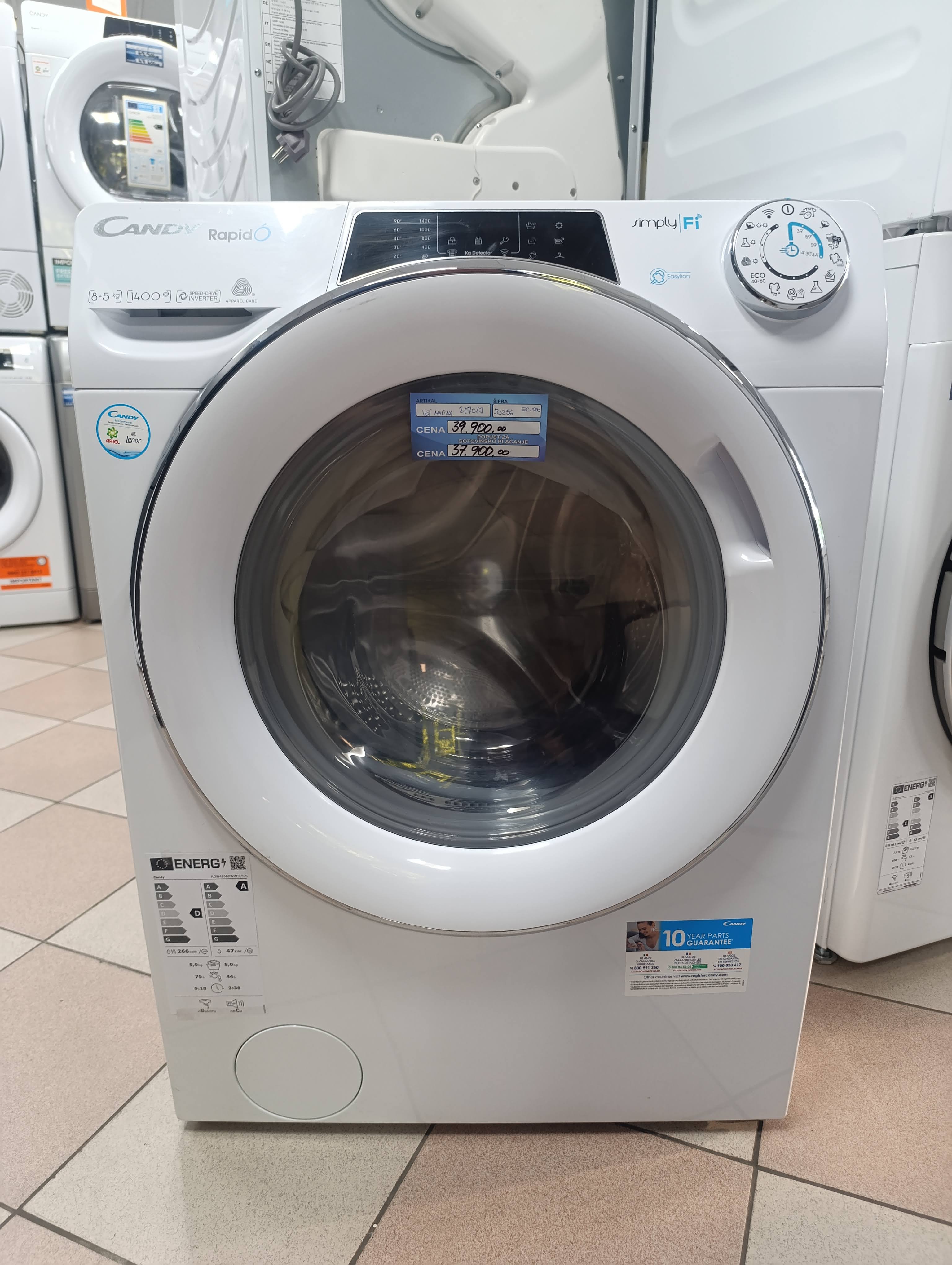 Mašina za pranje i sušenje Candy ROW4856DWMCE/1-S, 8+5kg.