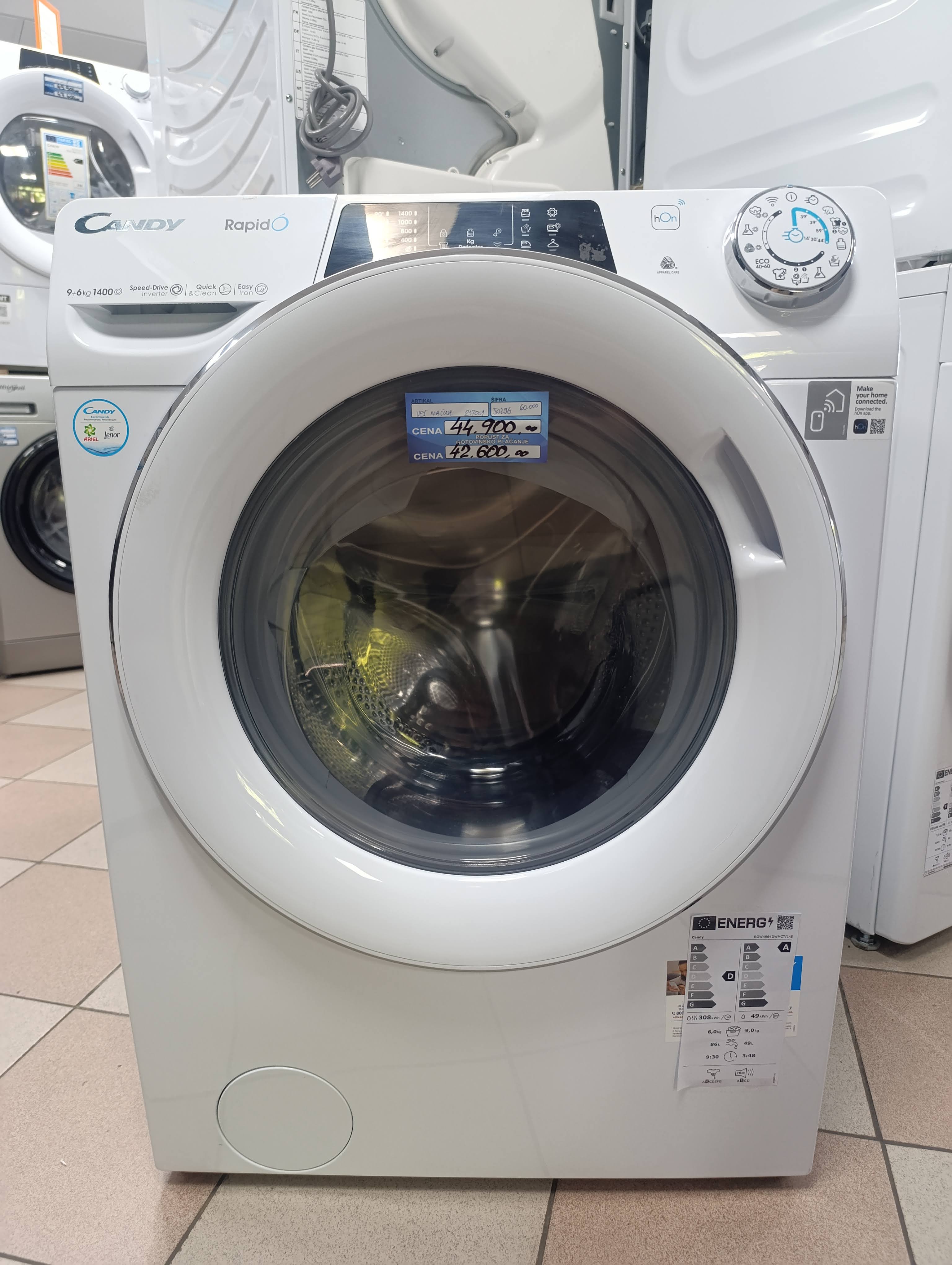Mašina za pranje i sušenje Candy ROW4964DWMCT/1-S , 9+6 kg.