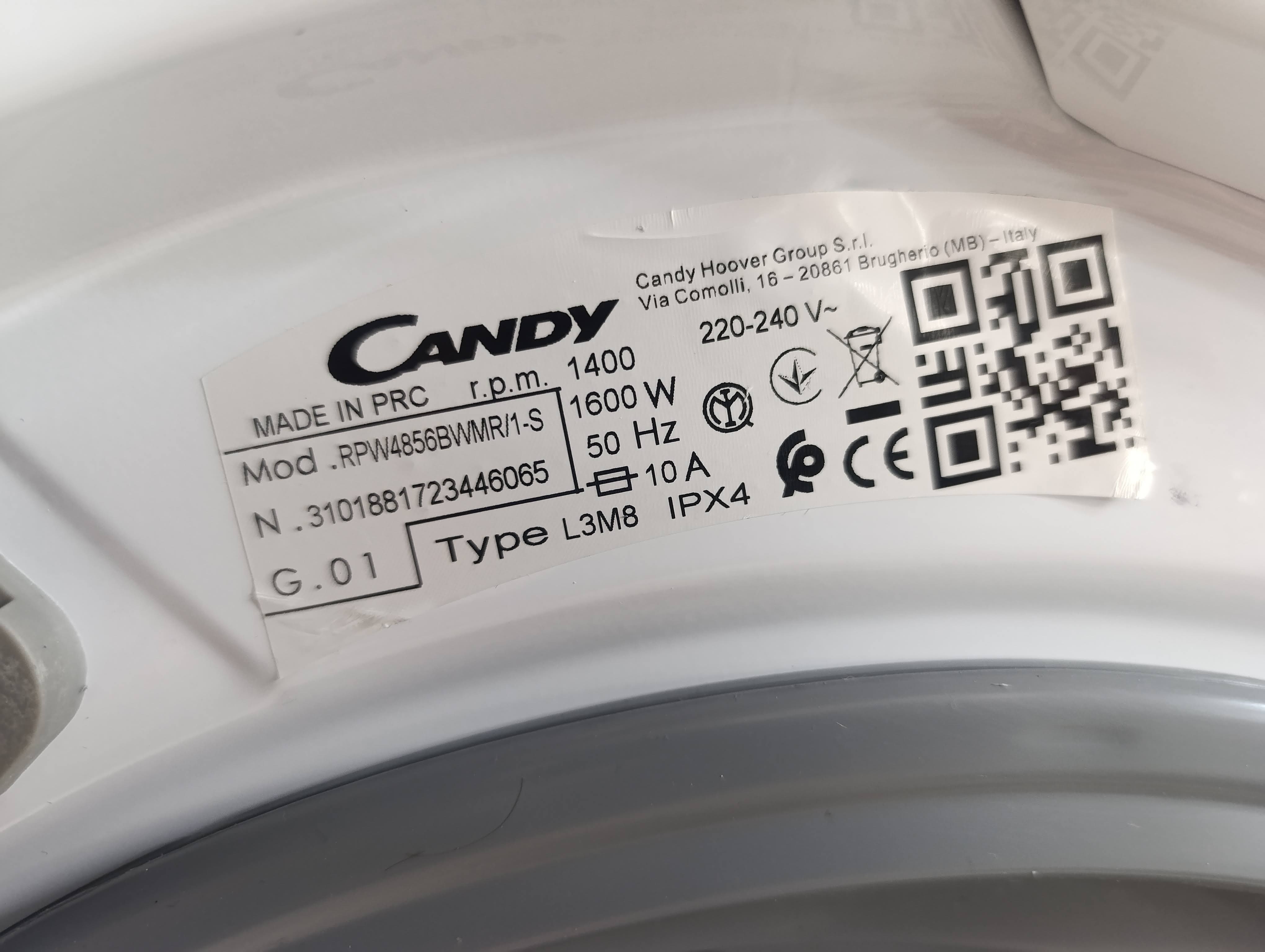 Mašina za pranje i sušenje Candy RPW4856BWMR/1-S, 8+5 kg.