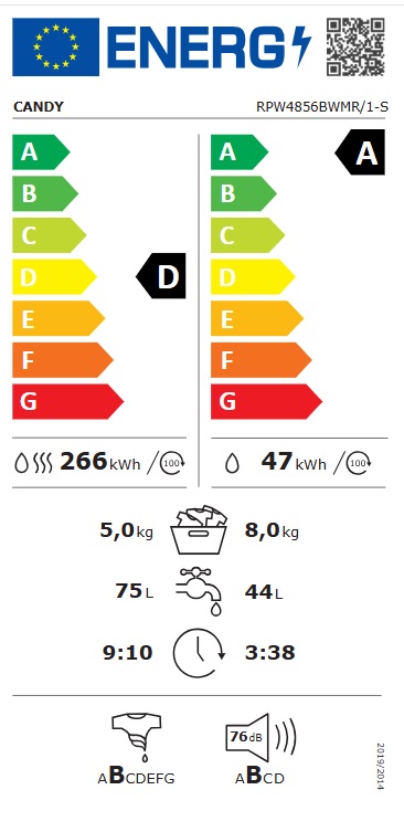 Mašina za pranje i sušenje Candy RPW4856BWMR/1-S, 8+5 kg