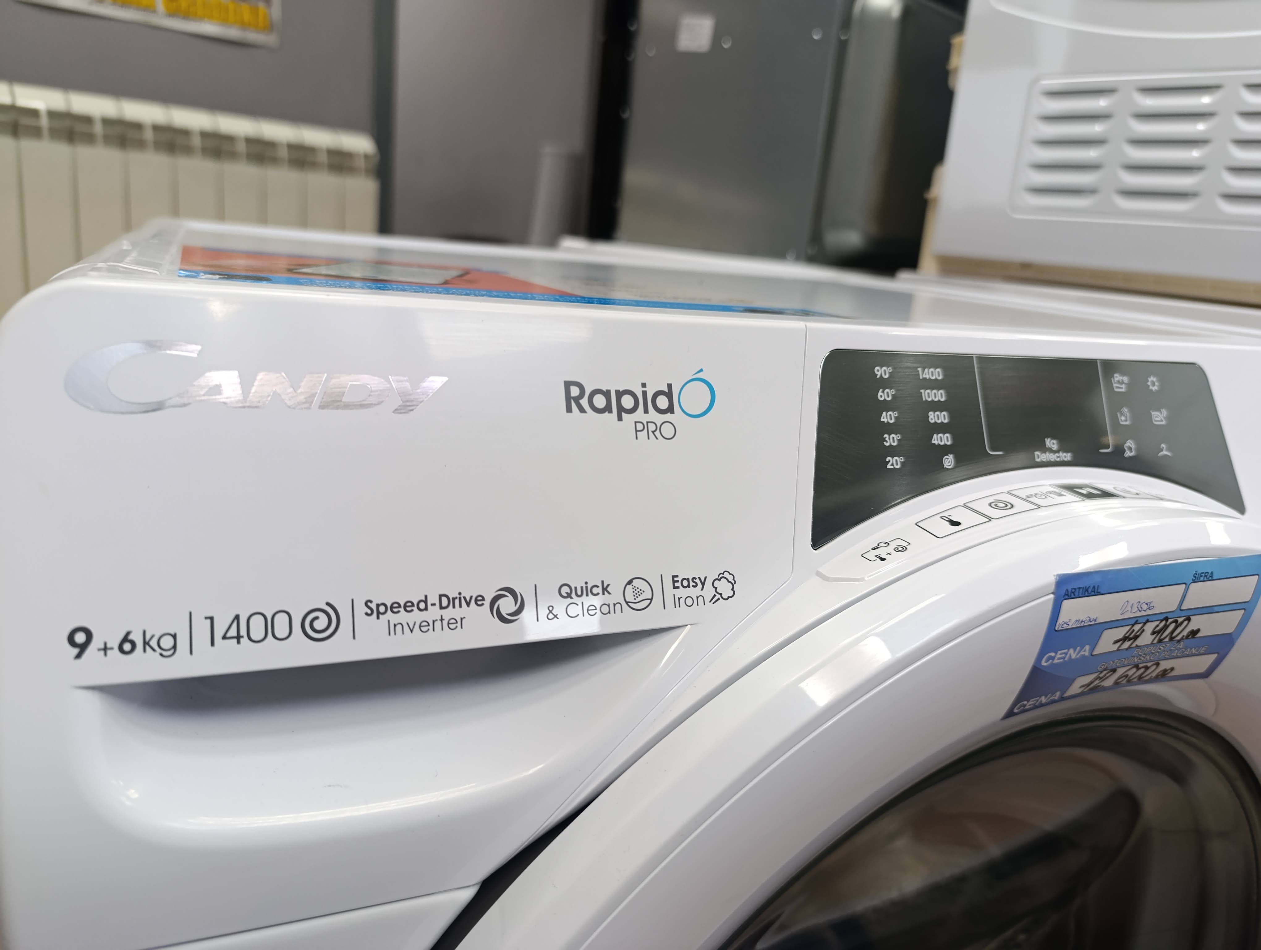 Mašina za pranje i sušenje Candy RPW4966BWMR/1-S, 9+6 kg.