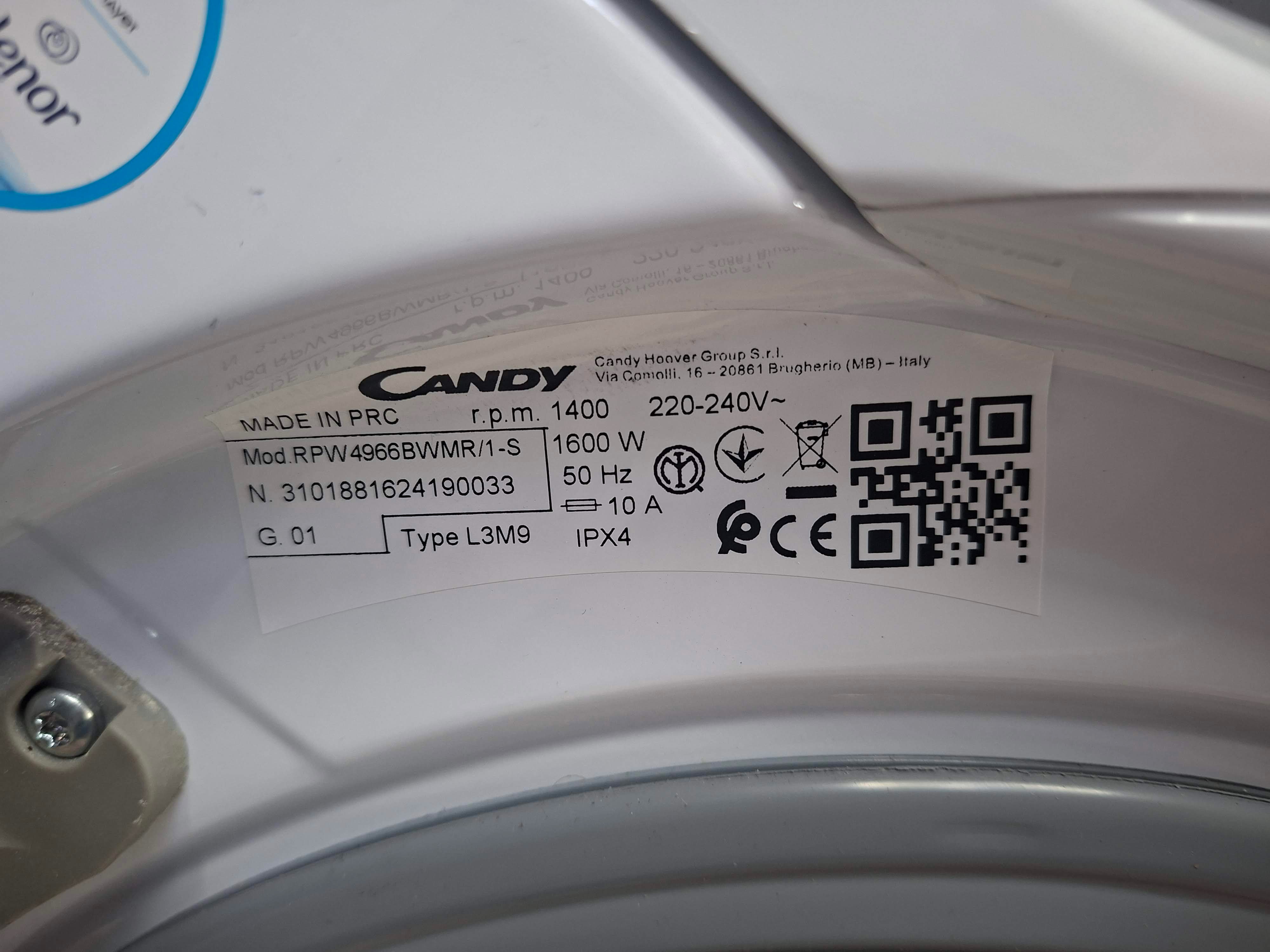 Mašina za pranje i sušenje Candy RPW4966BWMR/1-S, 9+6 kg.