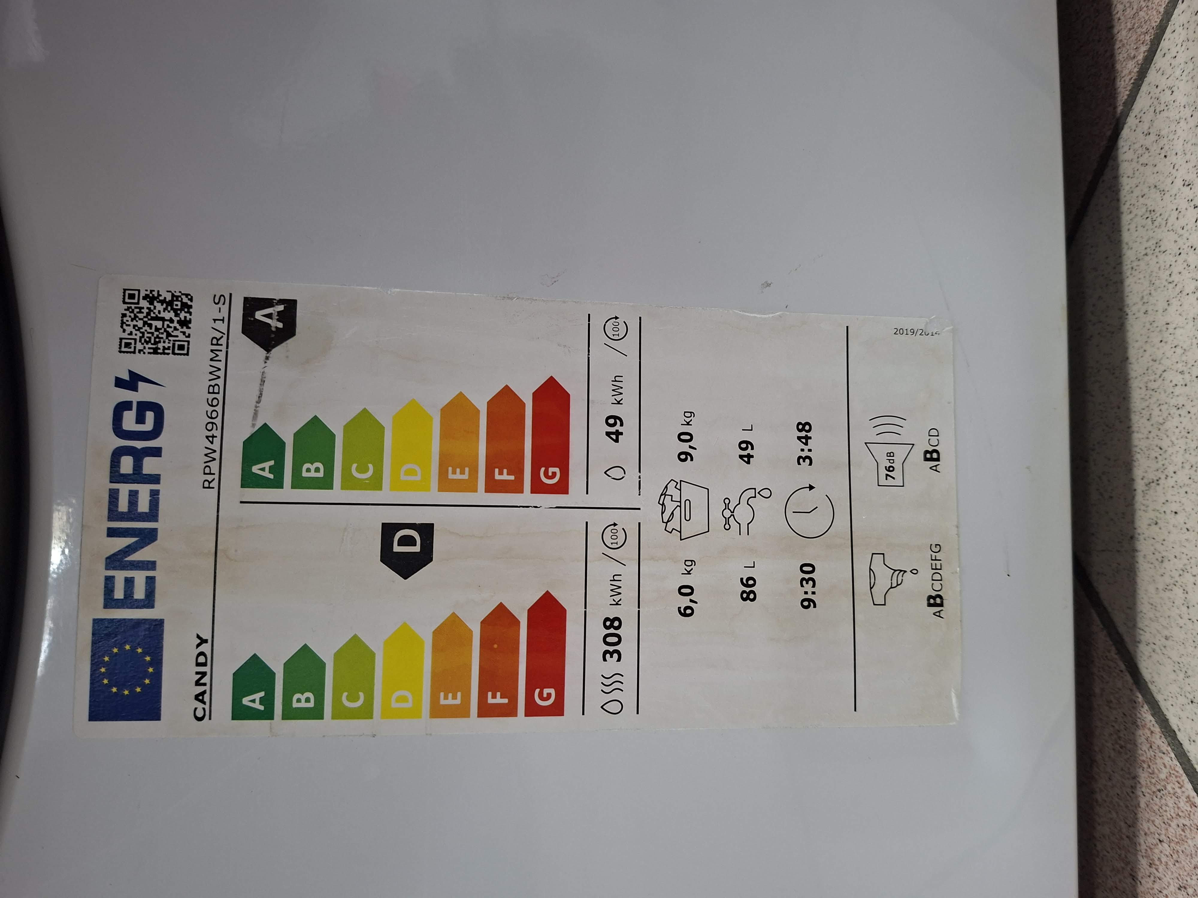 Mašina za pranje i sušenje Candy RPW4966BWMR/1-S, 9+6 kg.