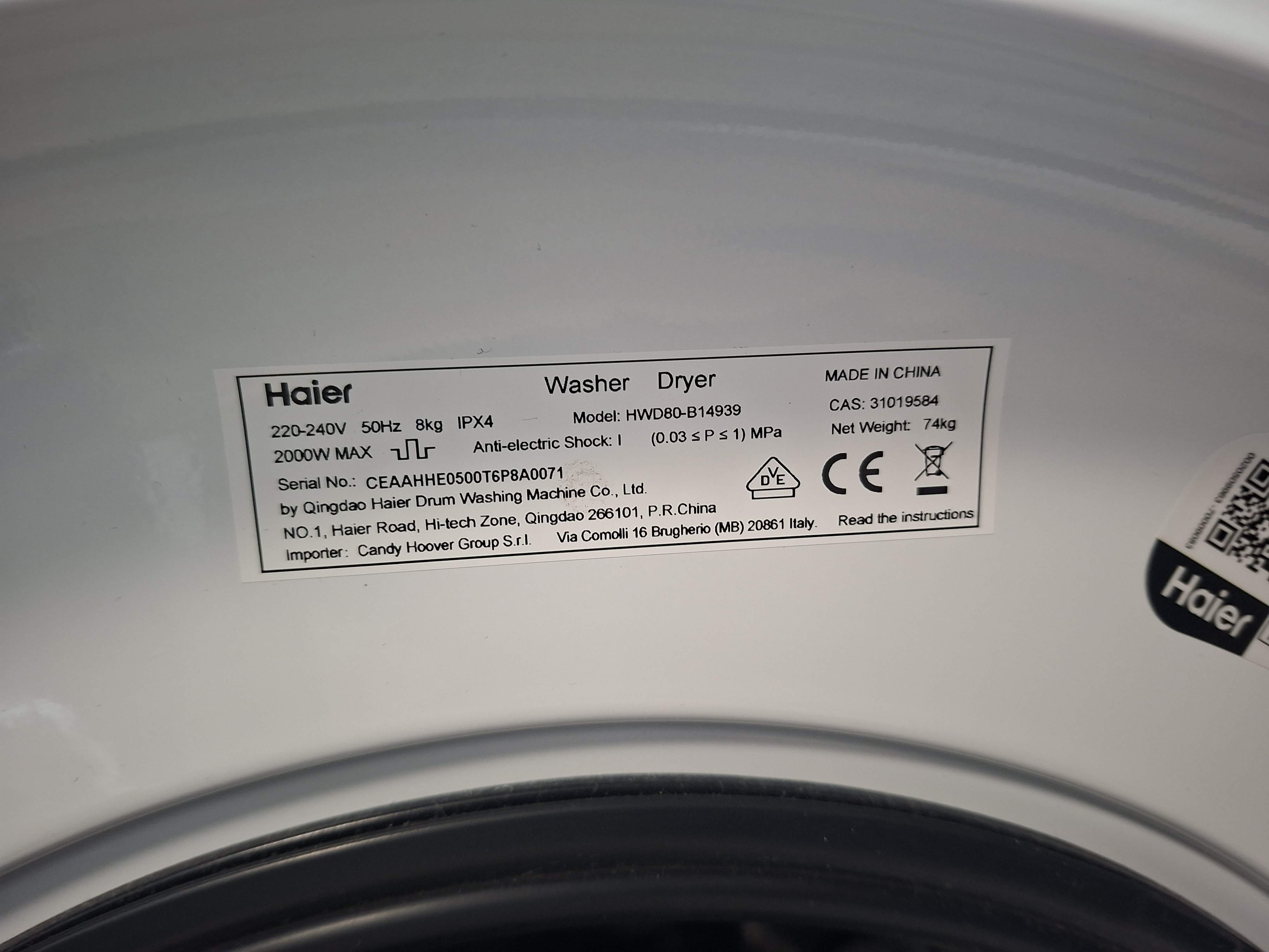 Mašina za pranje i sušenje Haier HWD80-B14939 (2), 8+5kg