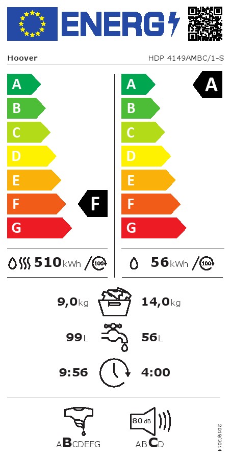 Mašina za pranje i sušenje Hoover HDP 4149AMBC/1-S (2) , 14+9 kg 