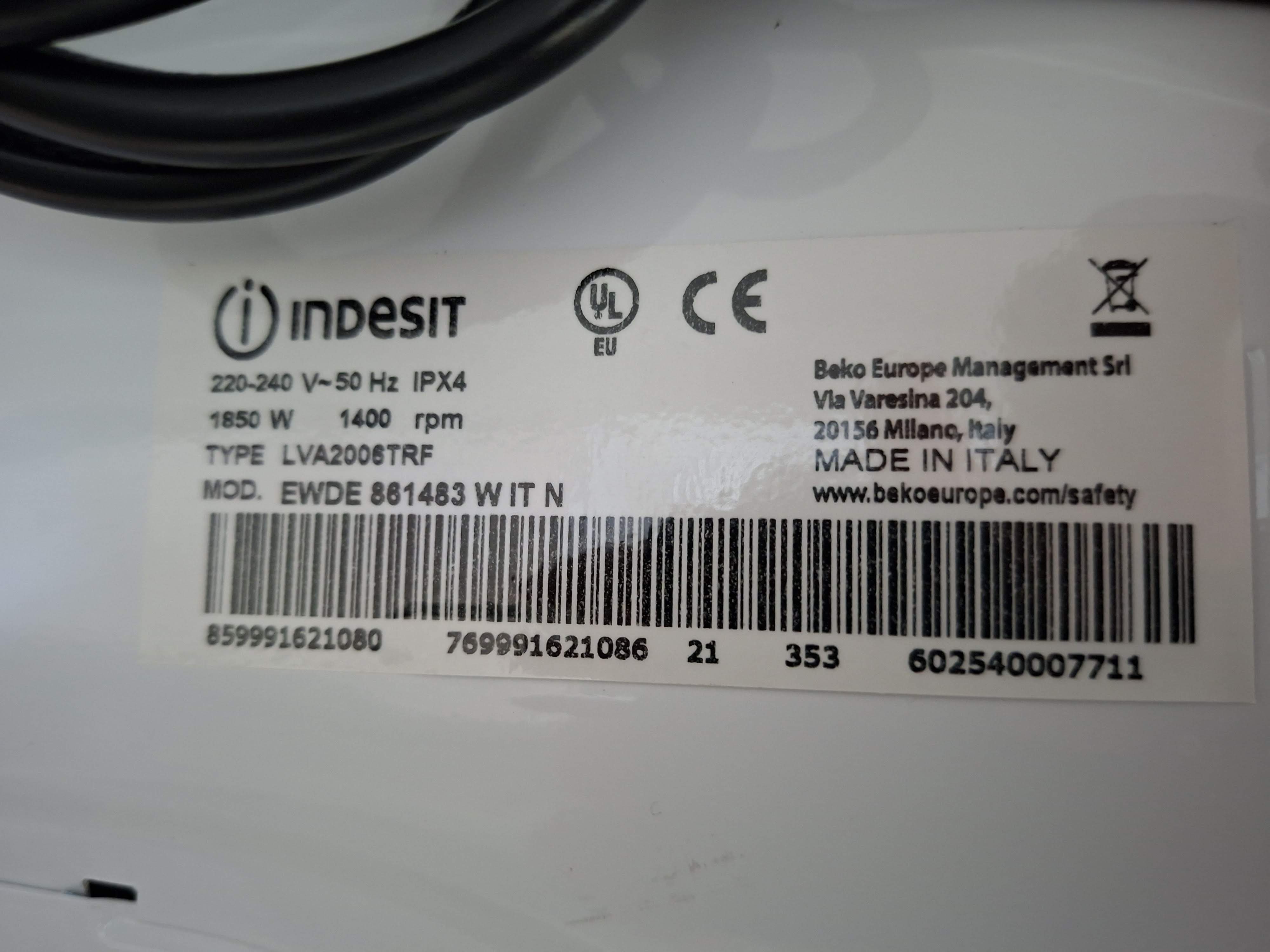 Mašina za pranje i sušenje Indesit EWDE 861483 W IT N,8+6kg