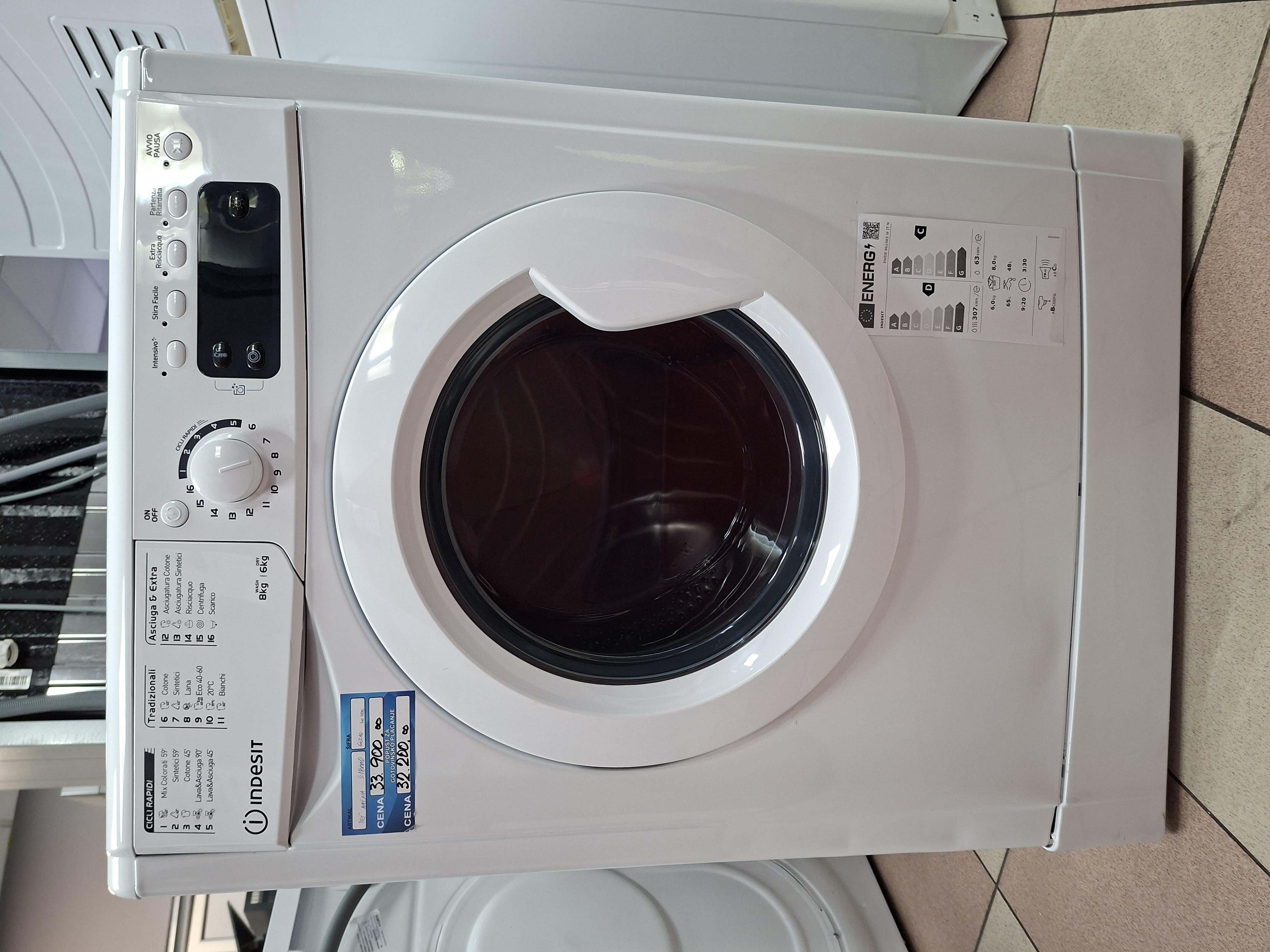 Mašina za pranje i sušenje Indesit EWDE 861483 W IT N,8+6kg