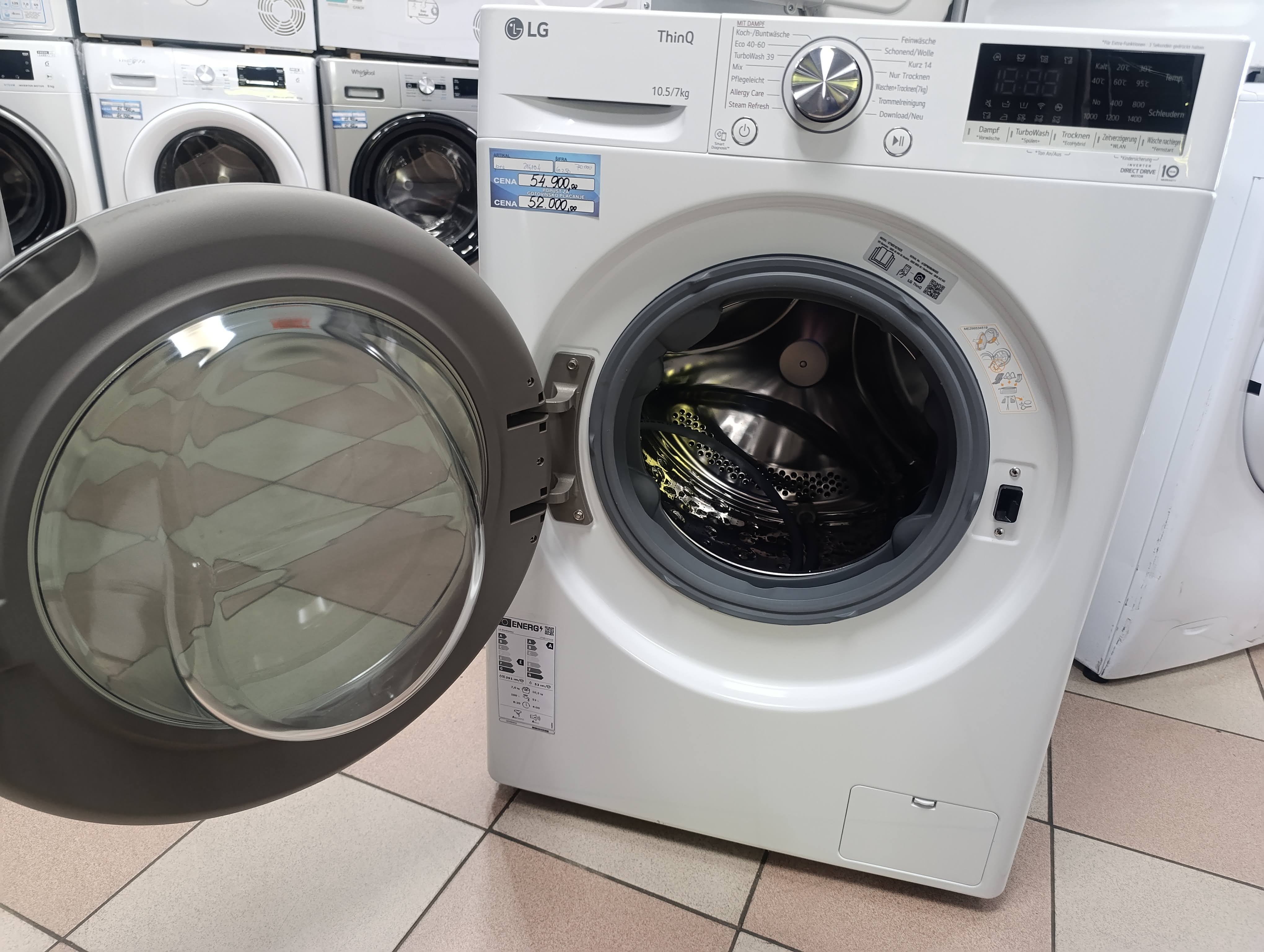 Mašina za pranje i sušenje LG V7WD107H2E , 10.5+7 kg.