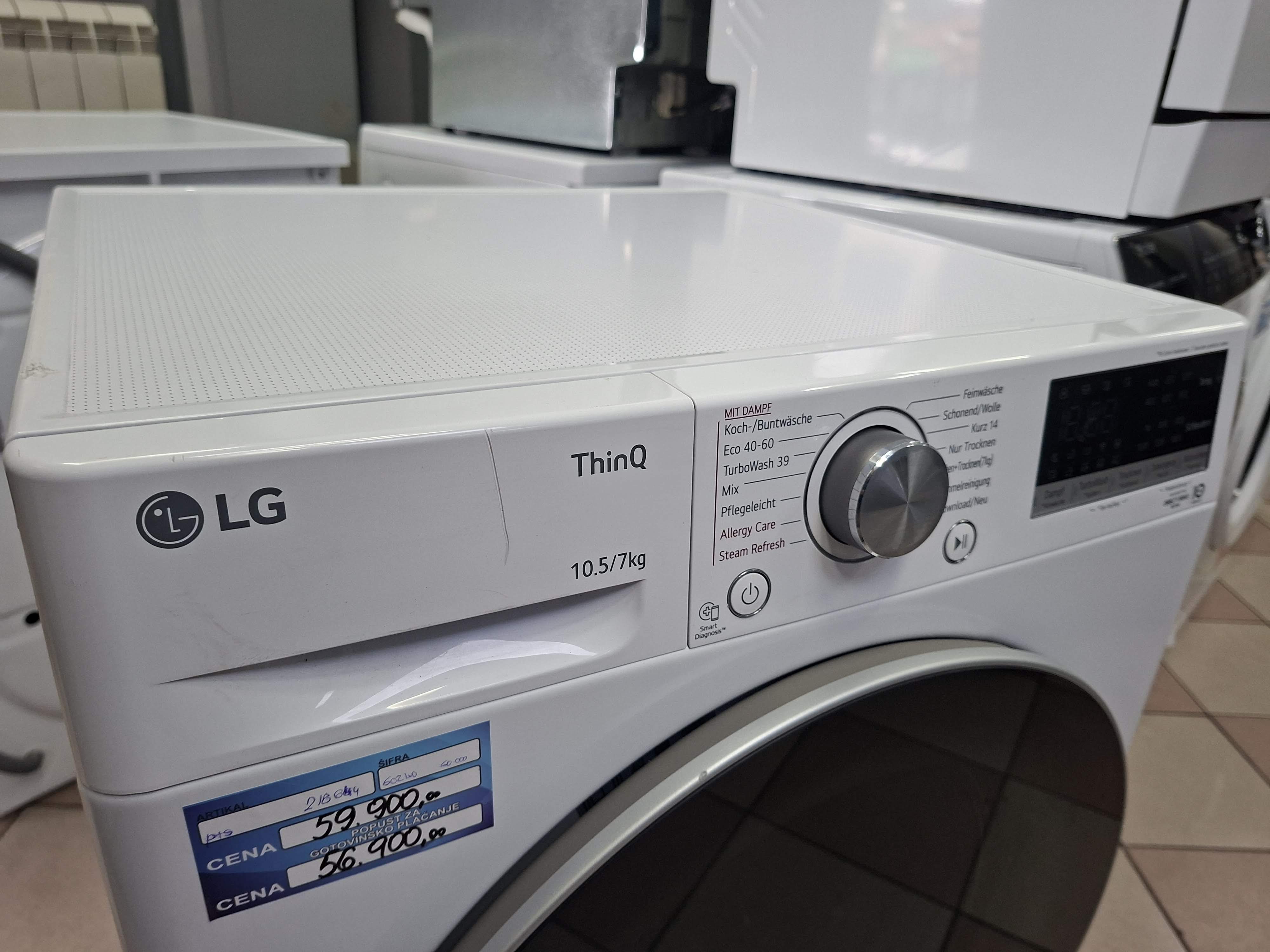 Mašina za pranje i sušenje LG V7WD107H2E , 10.5+7 kg.