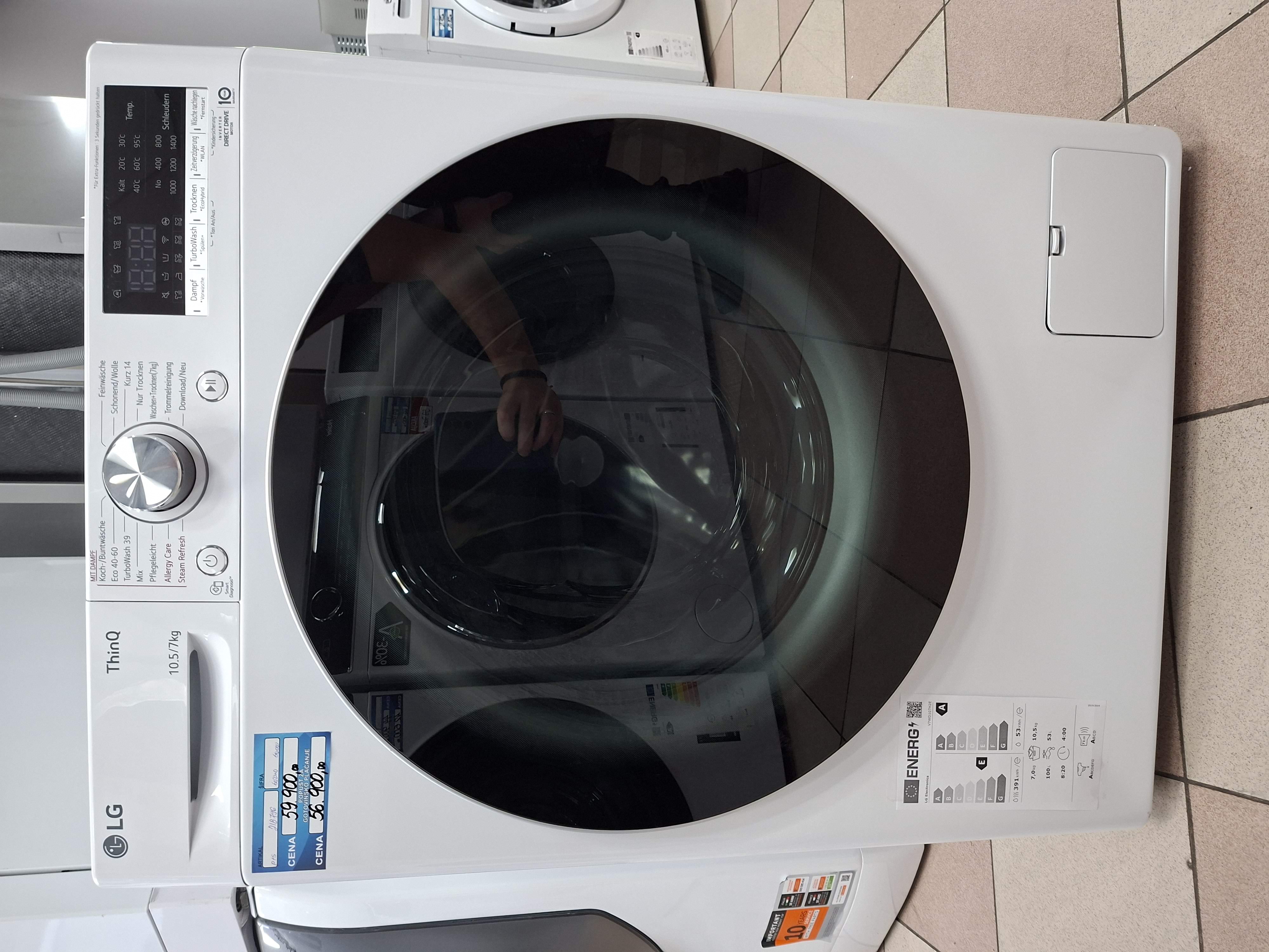 Mašina za pranje i sušenje LG V7WD107H2E , 10.5+7 kg.