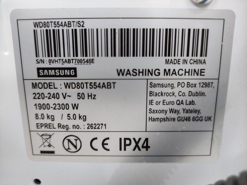 Mašina za pranje i sušenje Samsung WD80T554ABT , 8+5 Kg