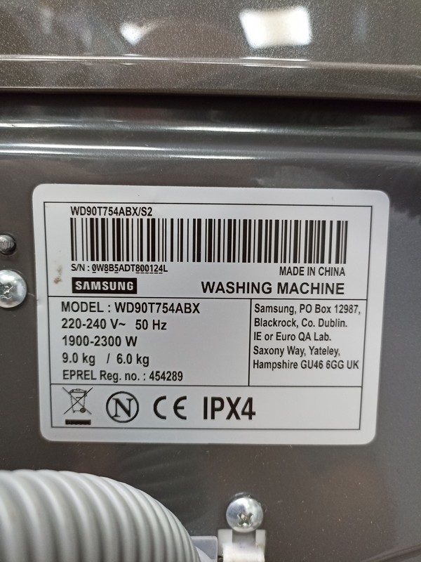 Mašina za pranje i sušenje Samsung WD90T754ABX S2, 9+6 kg