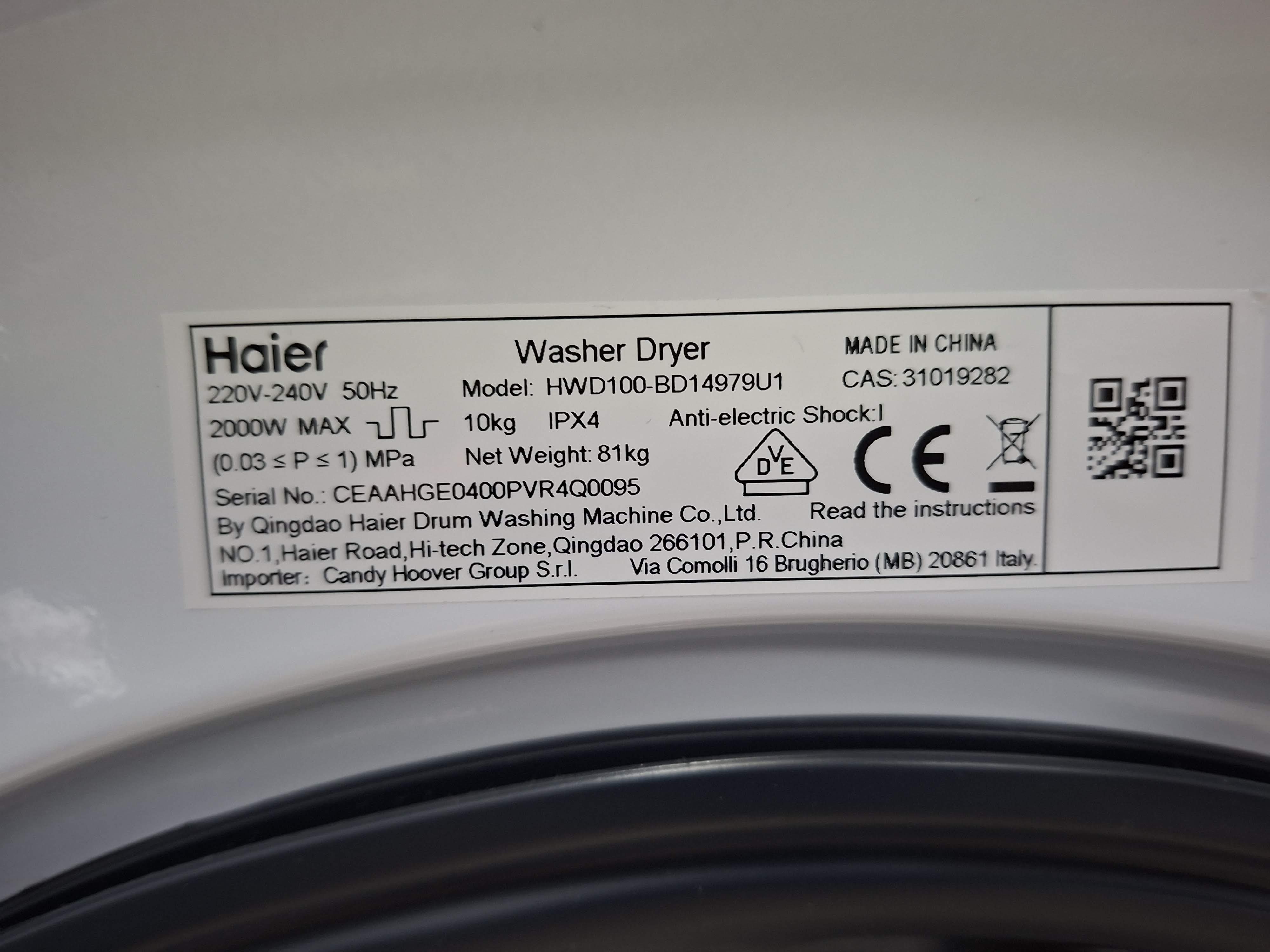 Mašina za pranje i sušenje veša Haier HWD100-BD14979U1 , 10+6kg