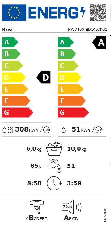 Mašina za pranje i sušenje veša Haier HWD100-BD14979U1 , 10+6kg
