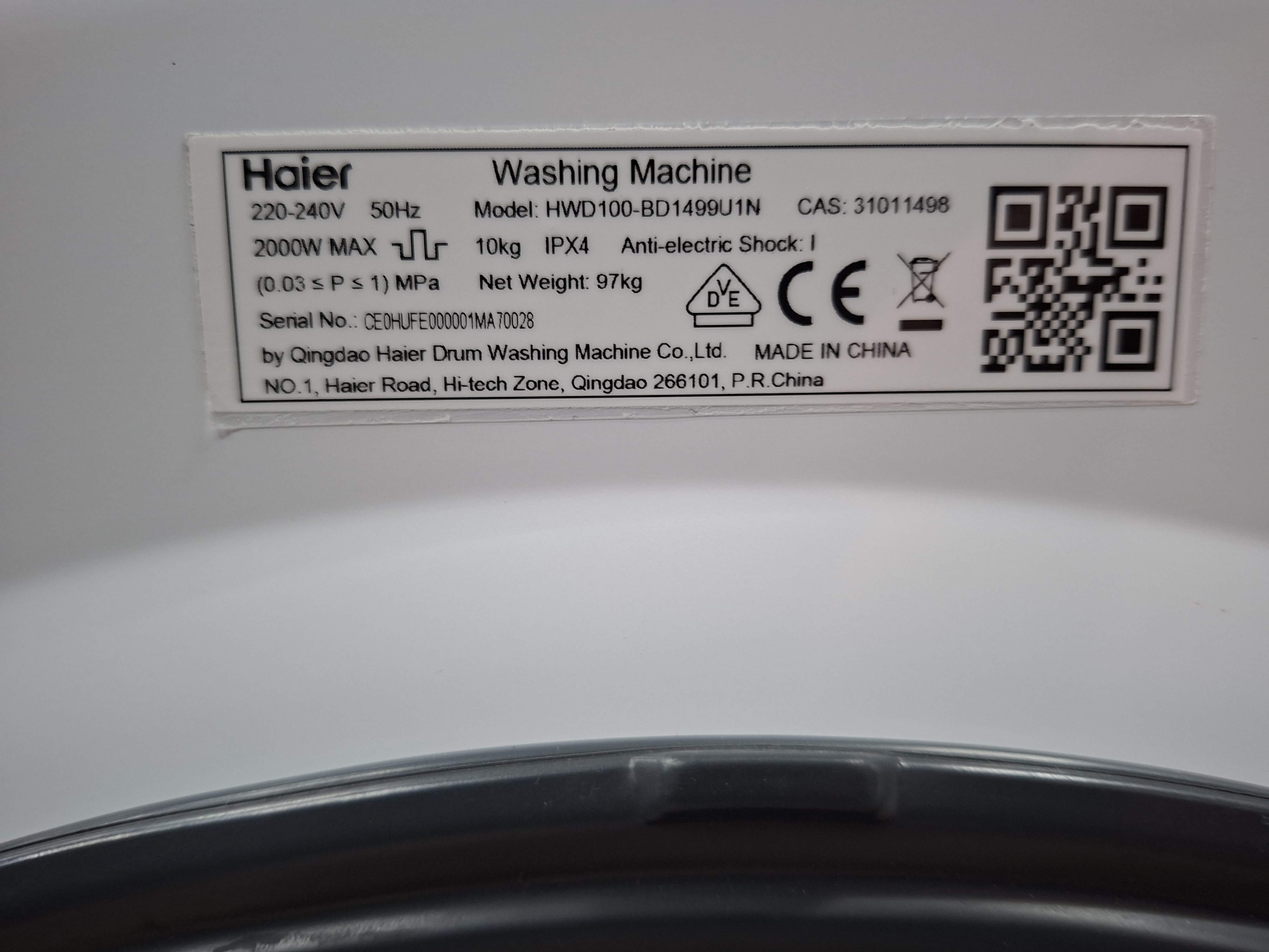 Mašina za pranje i sušenje veša Haier HWD100-BD1499U1N, 10+6 kg