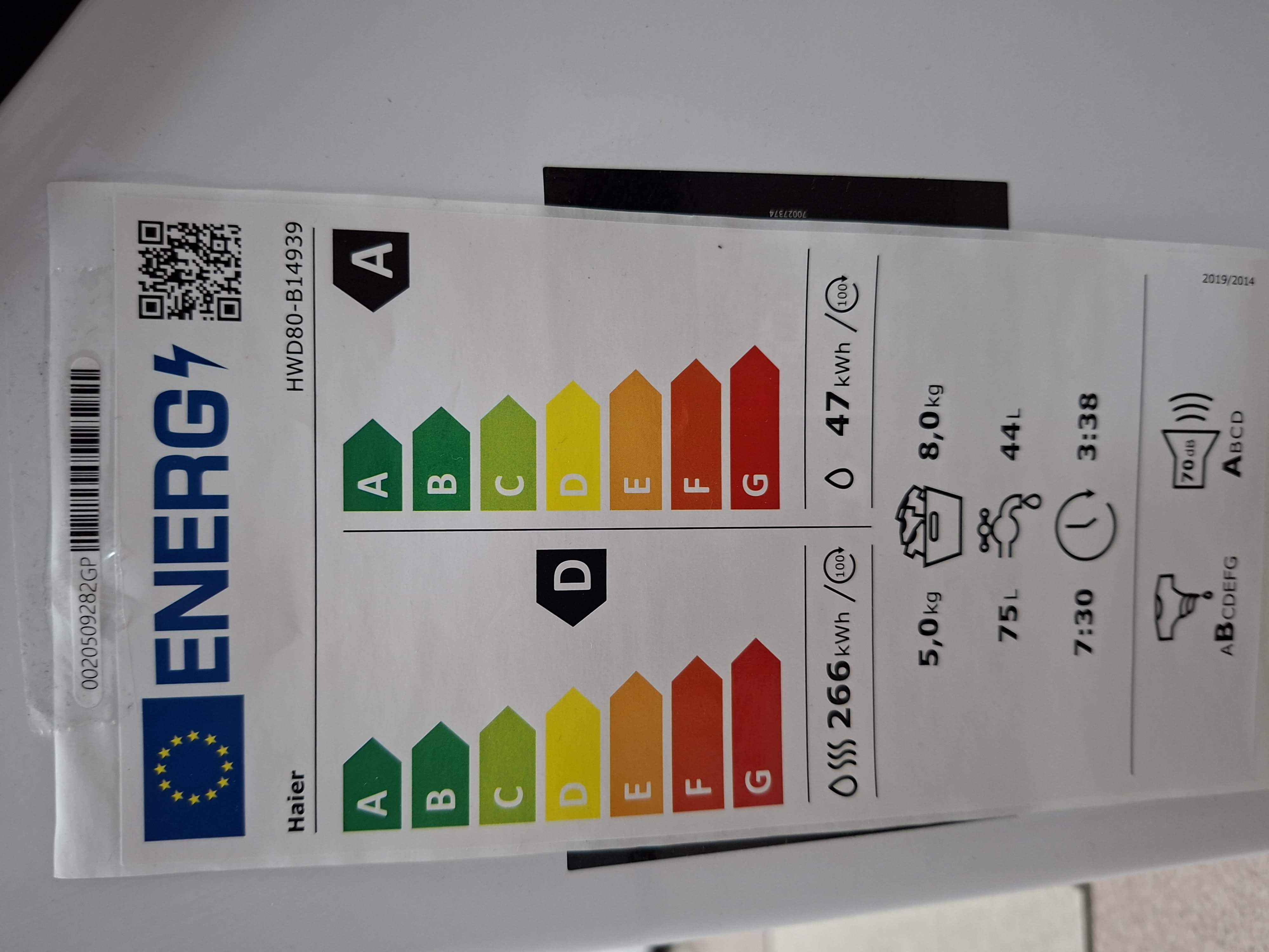 Mašina za Pranje i sušenje veša Haier HWD80-B14939, 8+5 kg.  