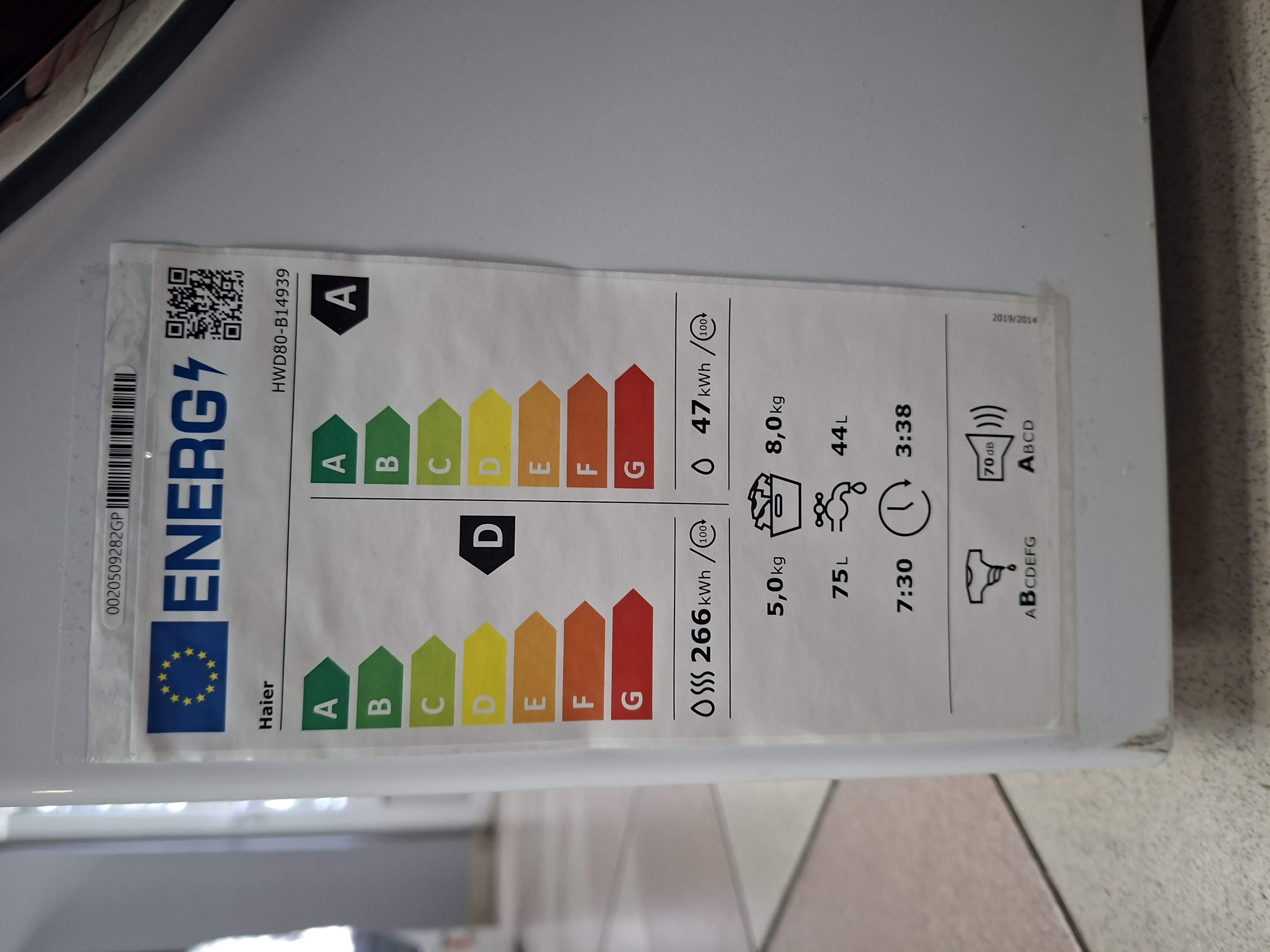 Mašina za Pranje i sušenje veša Haier HWD80-B14939, 8+5 kg.  
