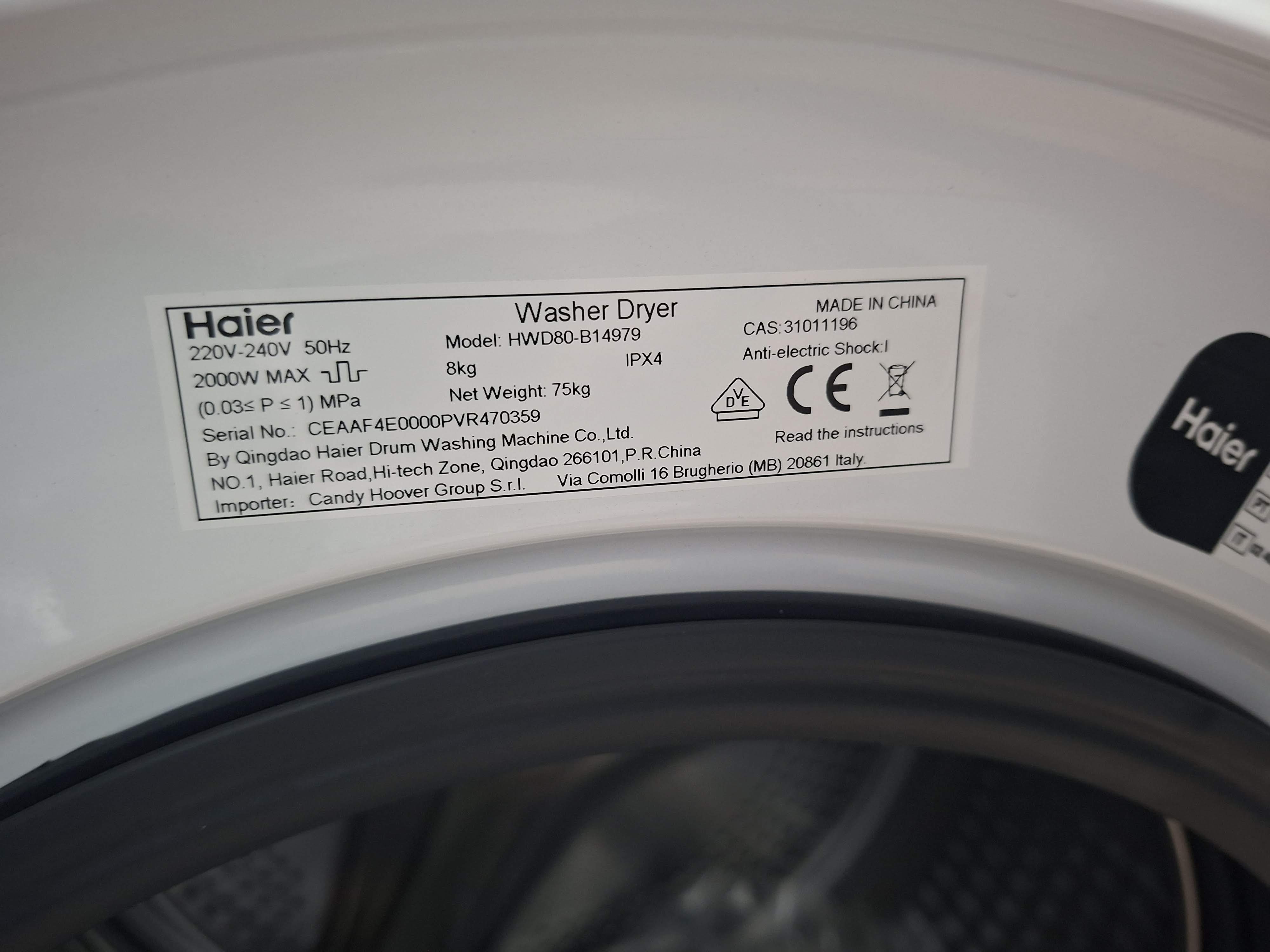 Mašina za pranje i sušenje veša Haier HWD80-B14979, 8+5 kg