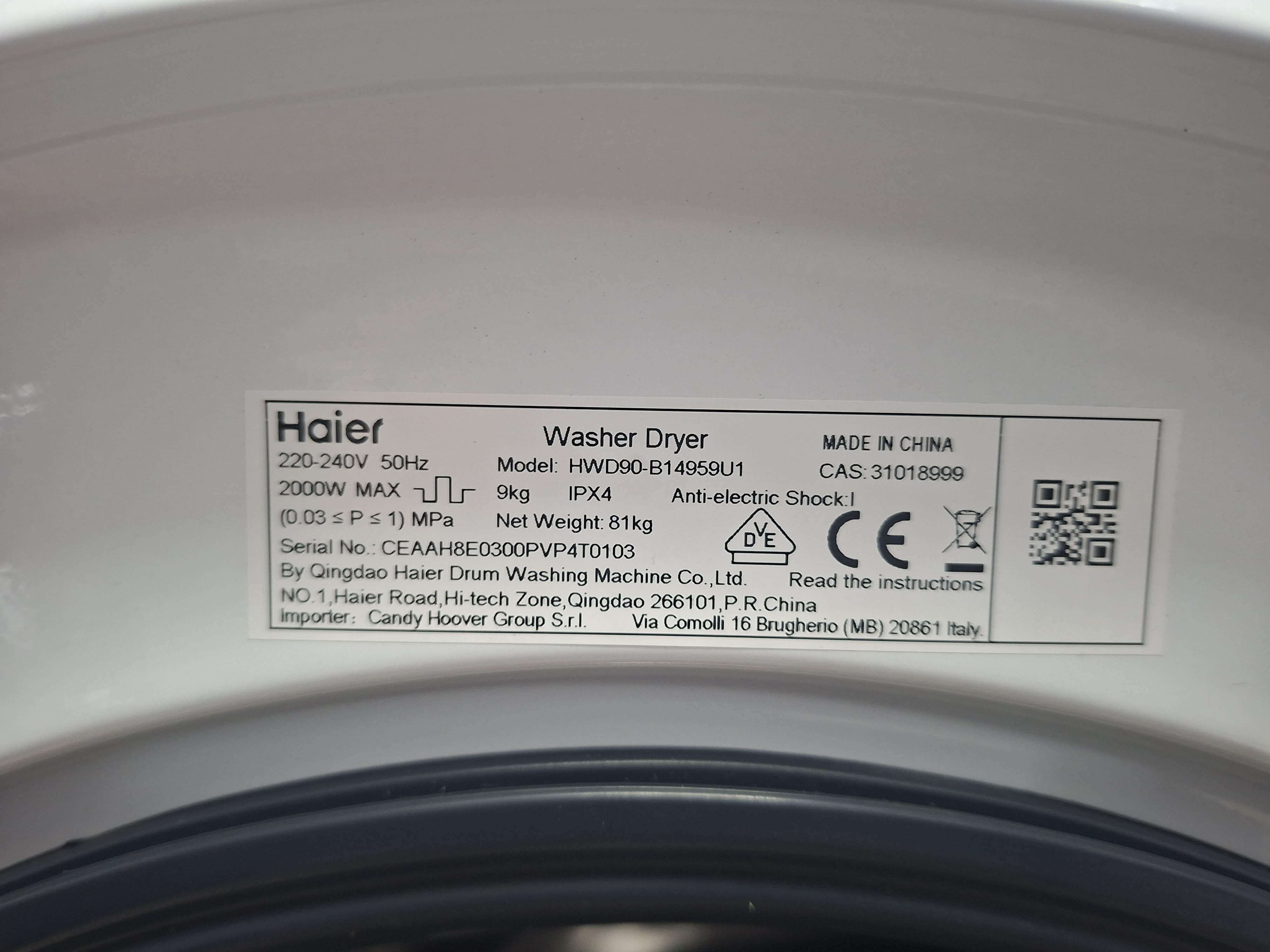 Mašina za pranje i sušenje veša Haier HWD90-B14959U1, 9+6 kg