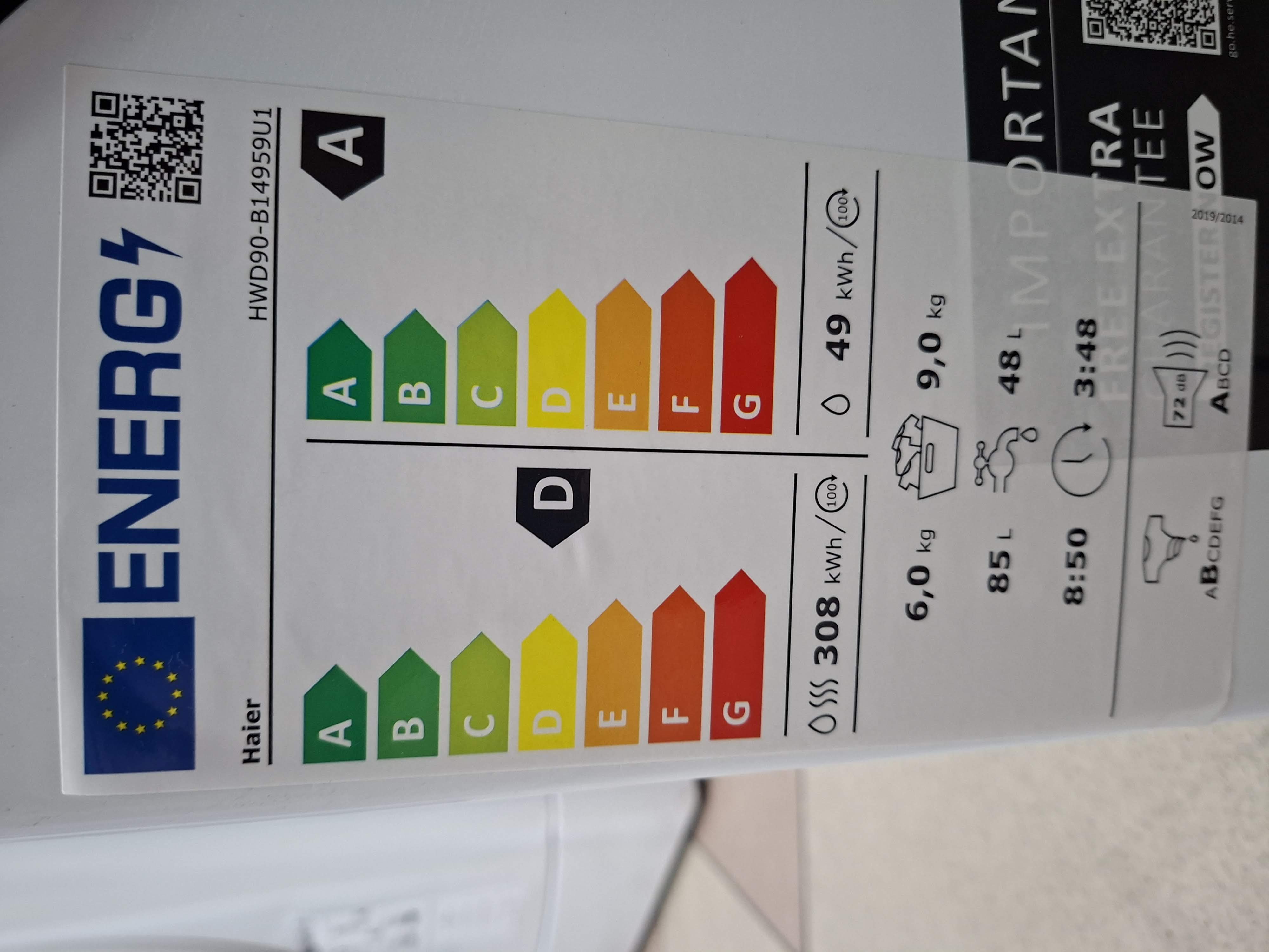 Mašina za pranje i sušenje veša Haier HWD90-B14959U1, 9+6 kg