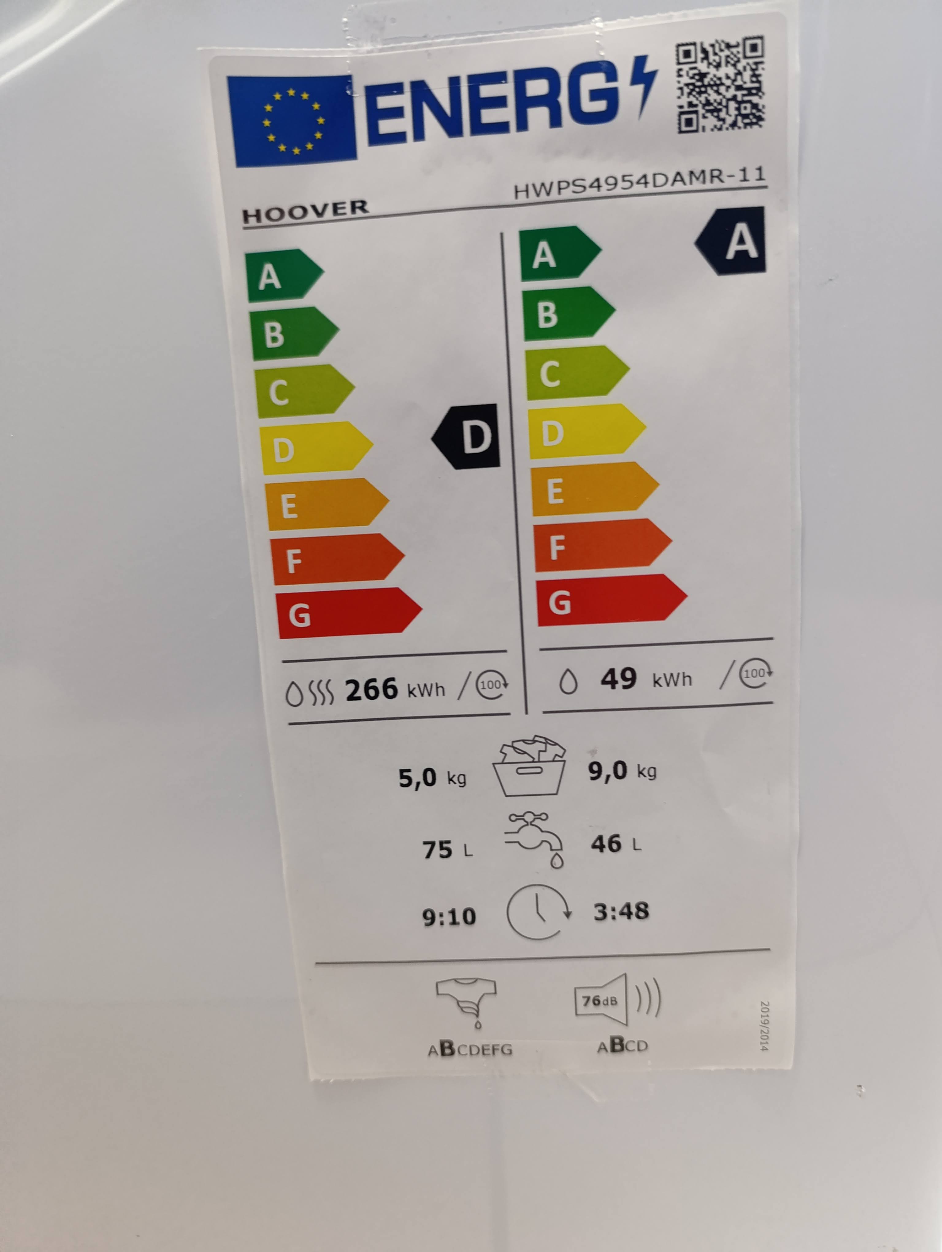 Mašina za pranje i sušenje veša Hoover HWPS4954DAMR-11, 9+5 (2)