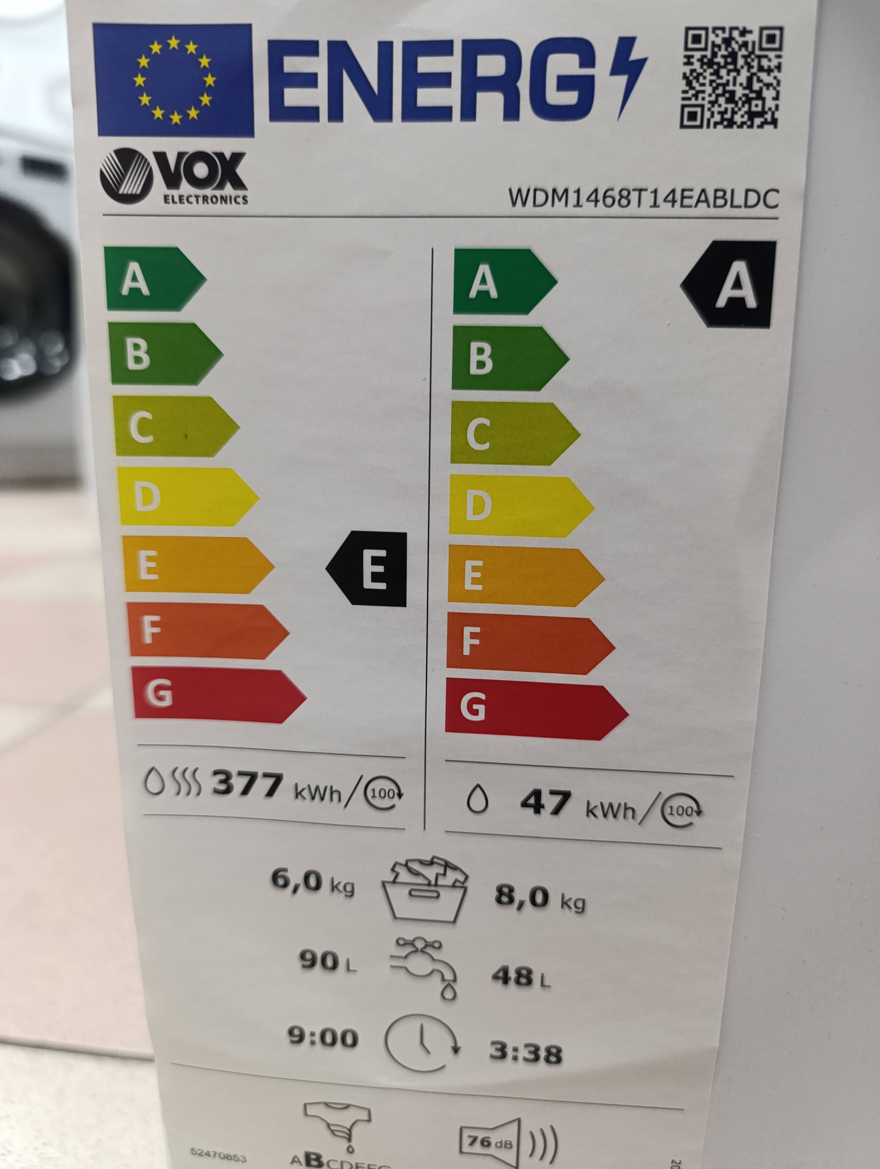 Mašina za pranje i sušenje veša Vox WDM1468T14EABLDC (2), 8+6 kg