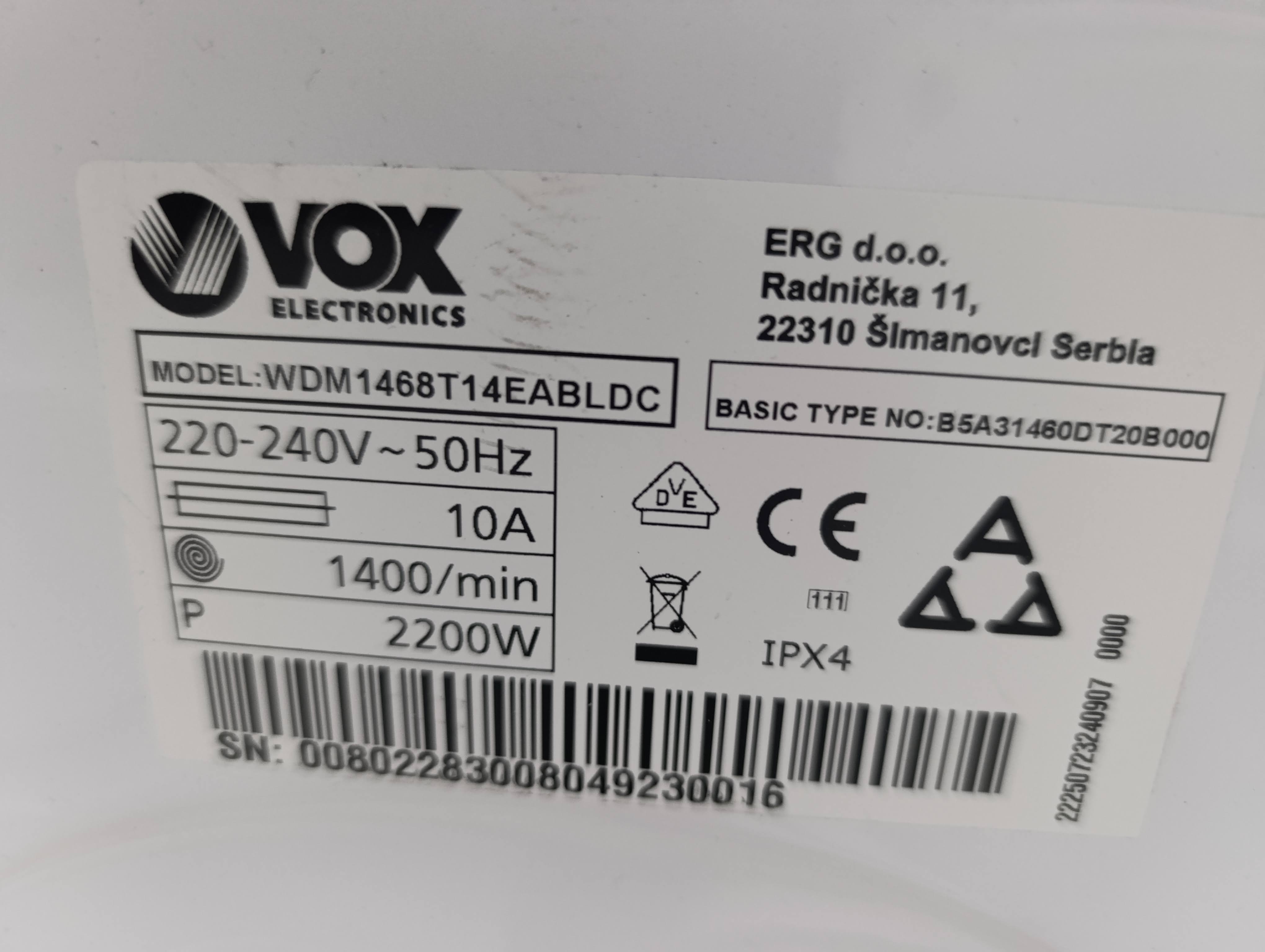 Mašina za pranje i sušenje veša Vox WDM1468T14EABLDC (2)