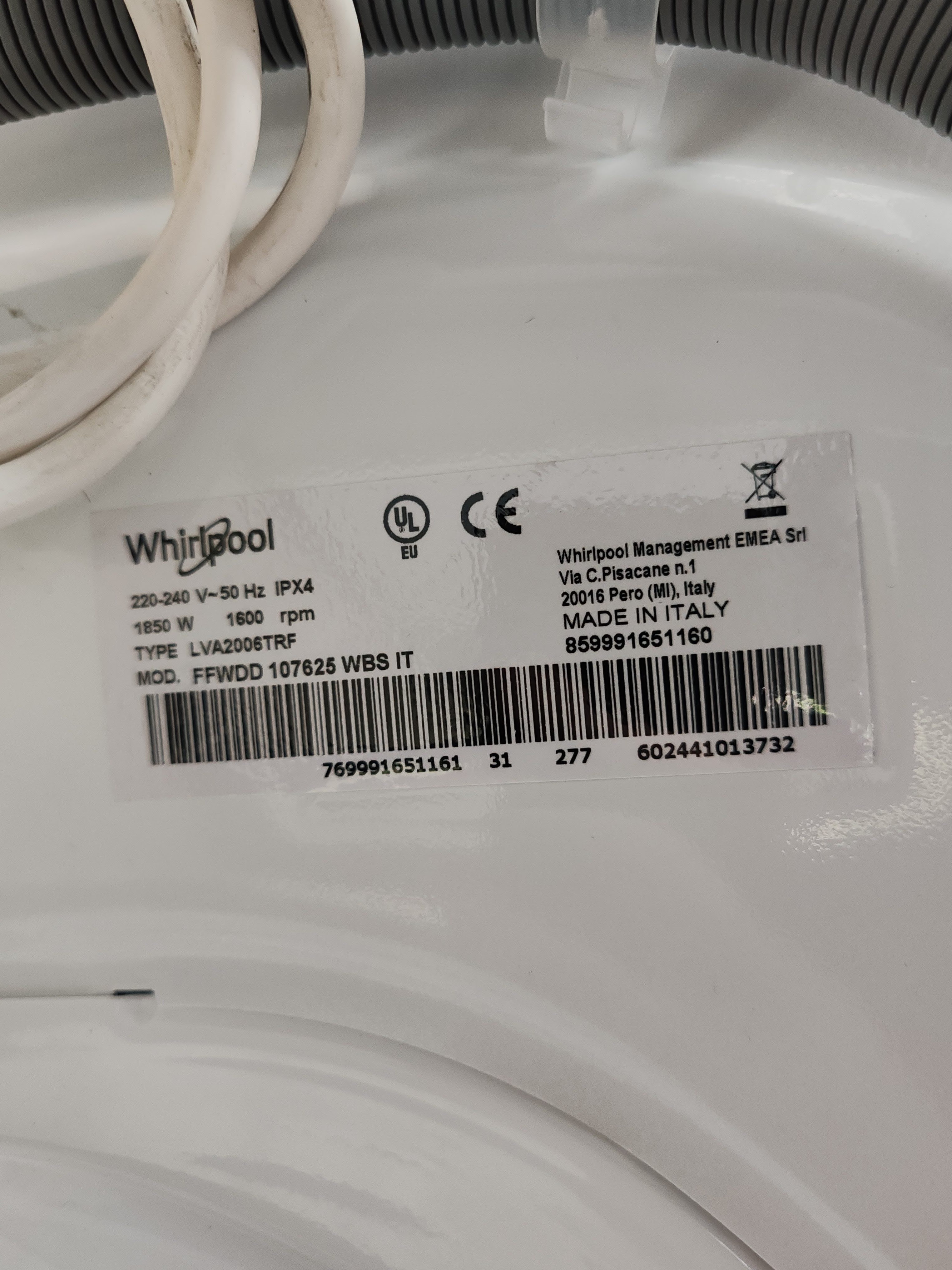 Mašina za pranje i sušenje veša Whirlpool FFWDD 107625 WBS IT, 10+7kg