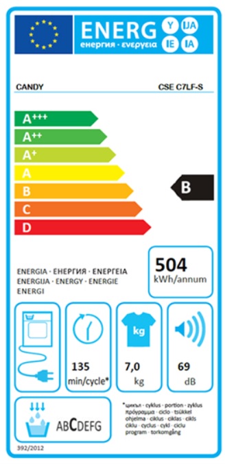 Mašina za sušenje veša Candy CSE C7LF-S , 7 kg