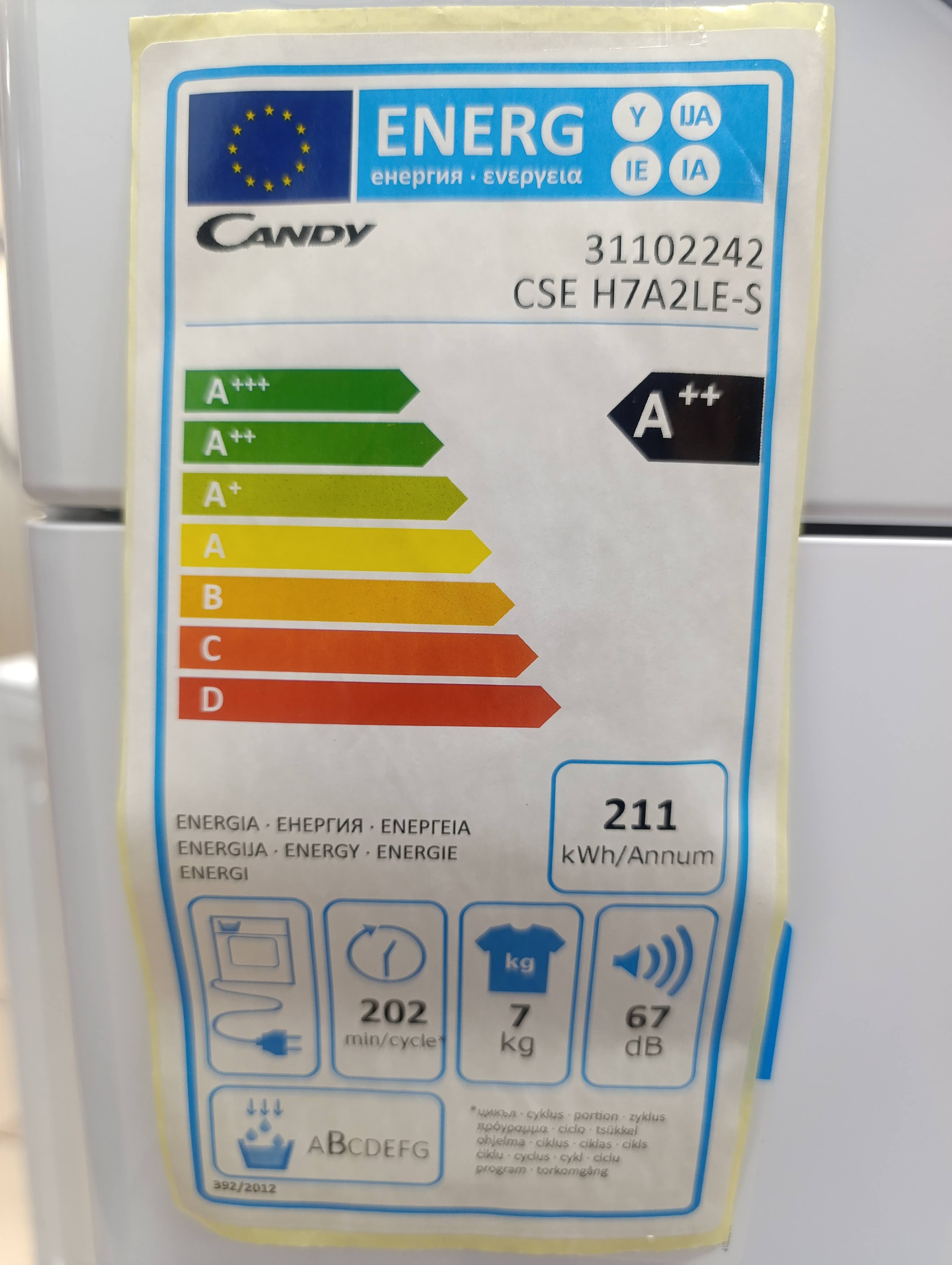 Mašina za sušenje veša Candy CSE H7A2LE-S, 7kg