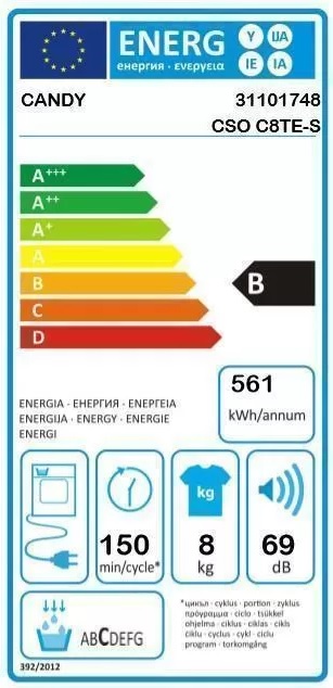 Mašina za sušenje veša Candy CSO C8TE-S, 8kg