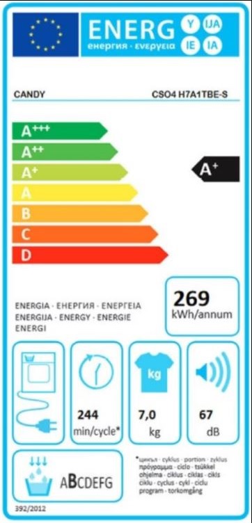 Mašina za sušenje veša Candy CSO4H7A1TBE-S , 7kg, Slim