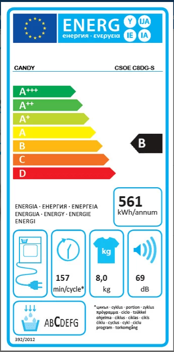 Mašina za sušenje veša Candy CSOE C8DG-S , 8 kg
