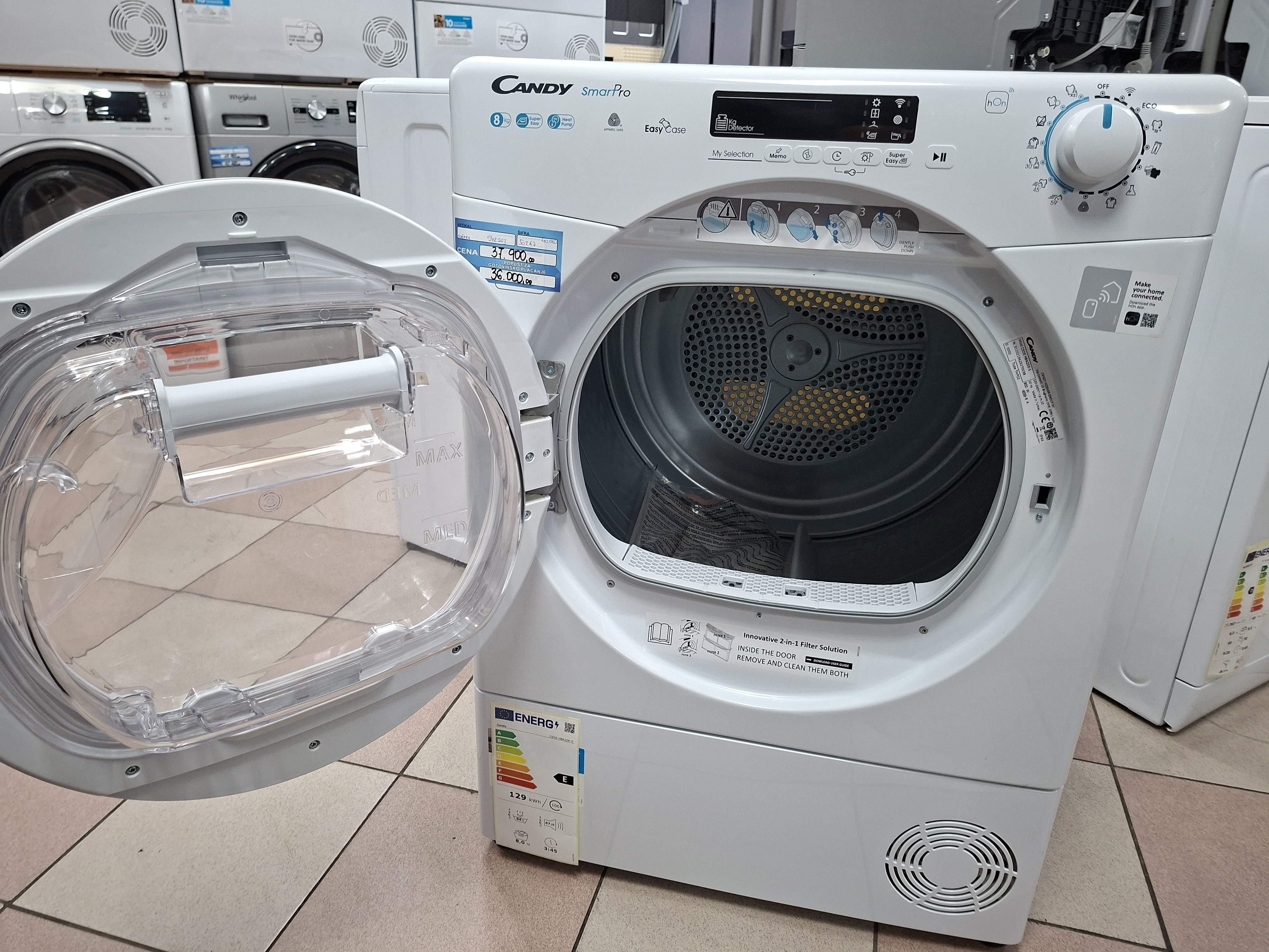 Mašina za sušenje veša Candy CSOE H8A2DE-S , 8kg