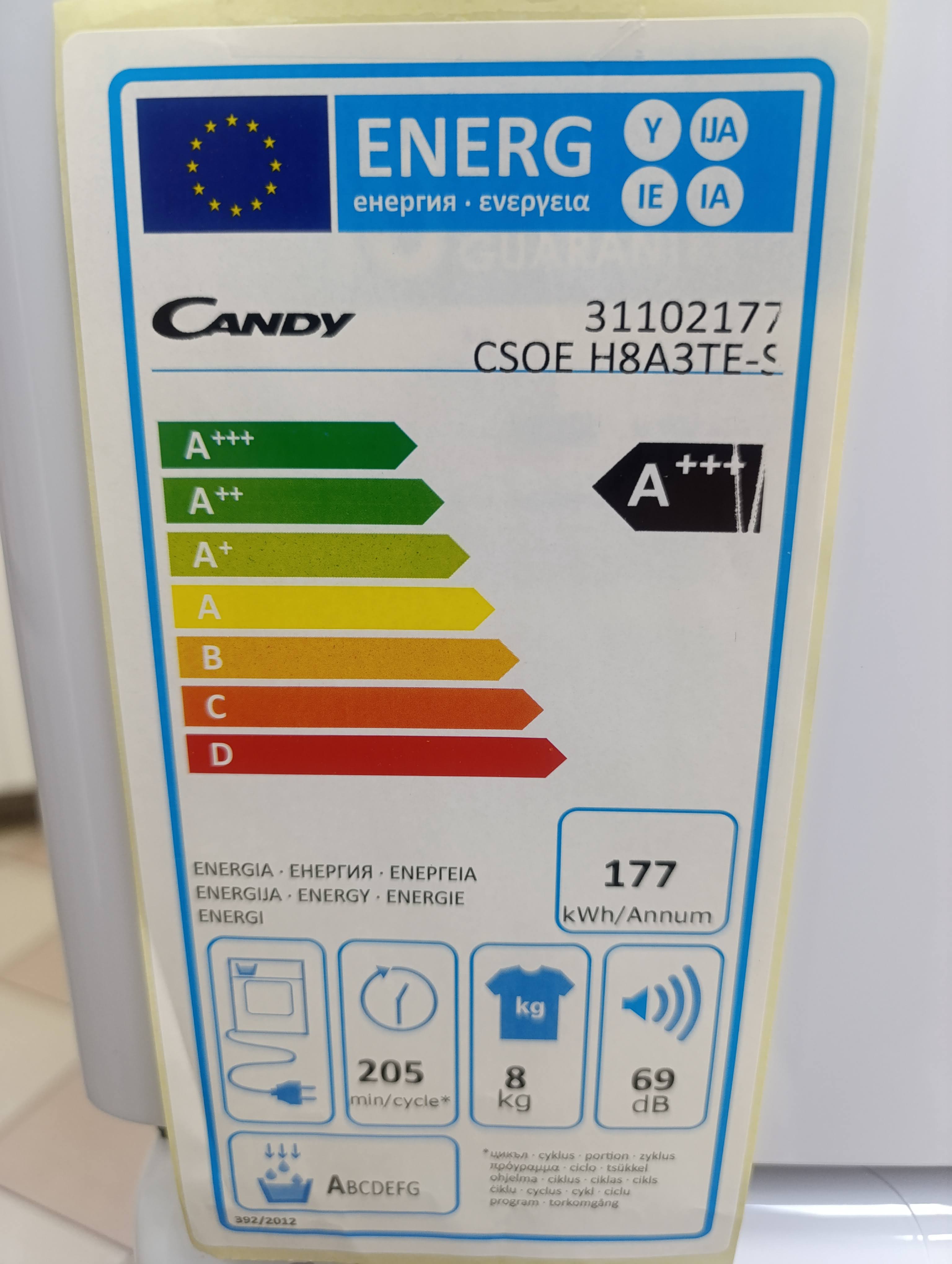 Mašina za sušenje veša Candy CSOE H8A3TE-S , 8kg