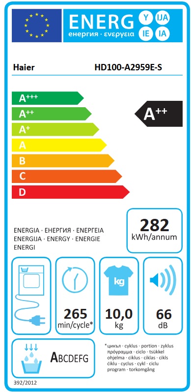 Mašina za sušenje veša Haier HD100-A2959E-S , 10 kg.